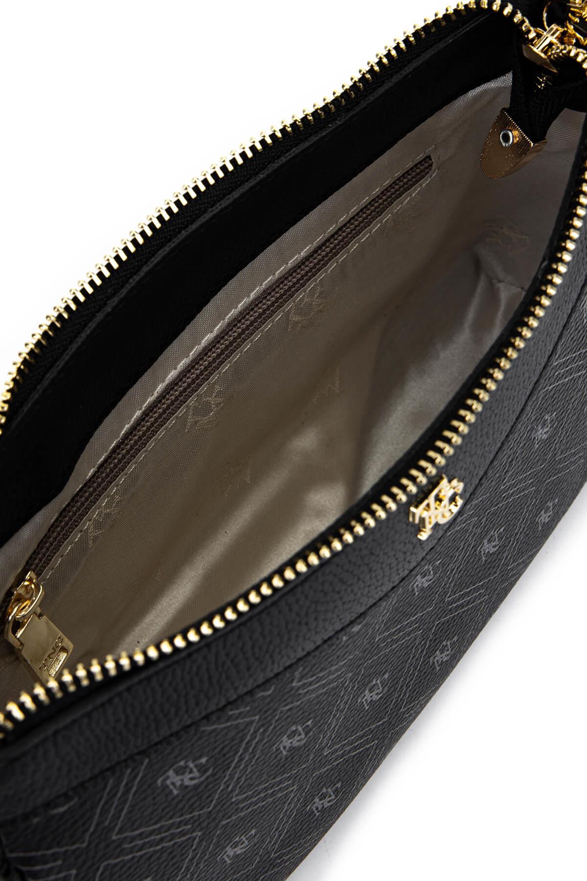 Tamer Tanca Kadın Suni Deri Siyah Desen Postacı Çanta