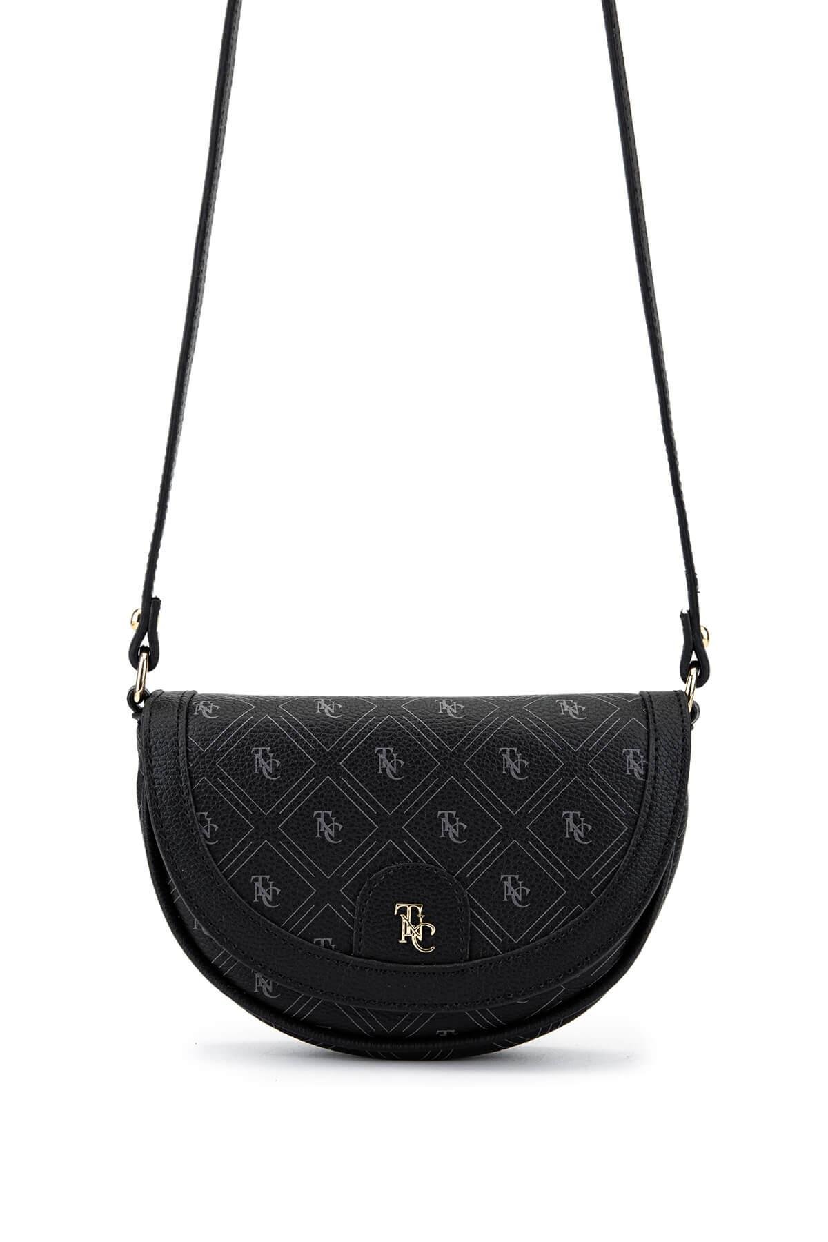 Tamer Tanca Kadın Suni Deri Siyah Desen Postacı Çanta