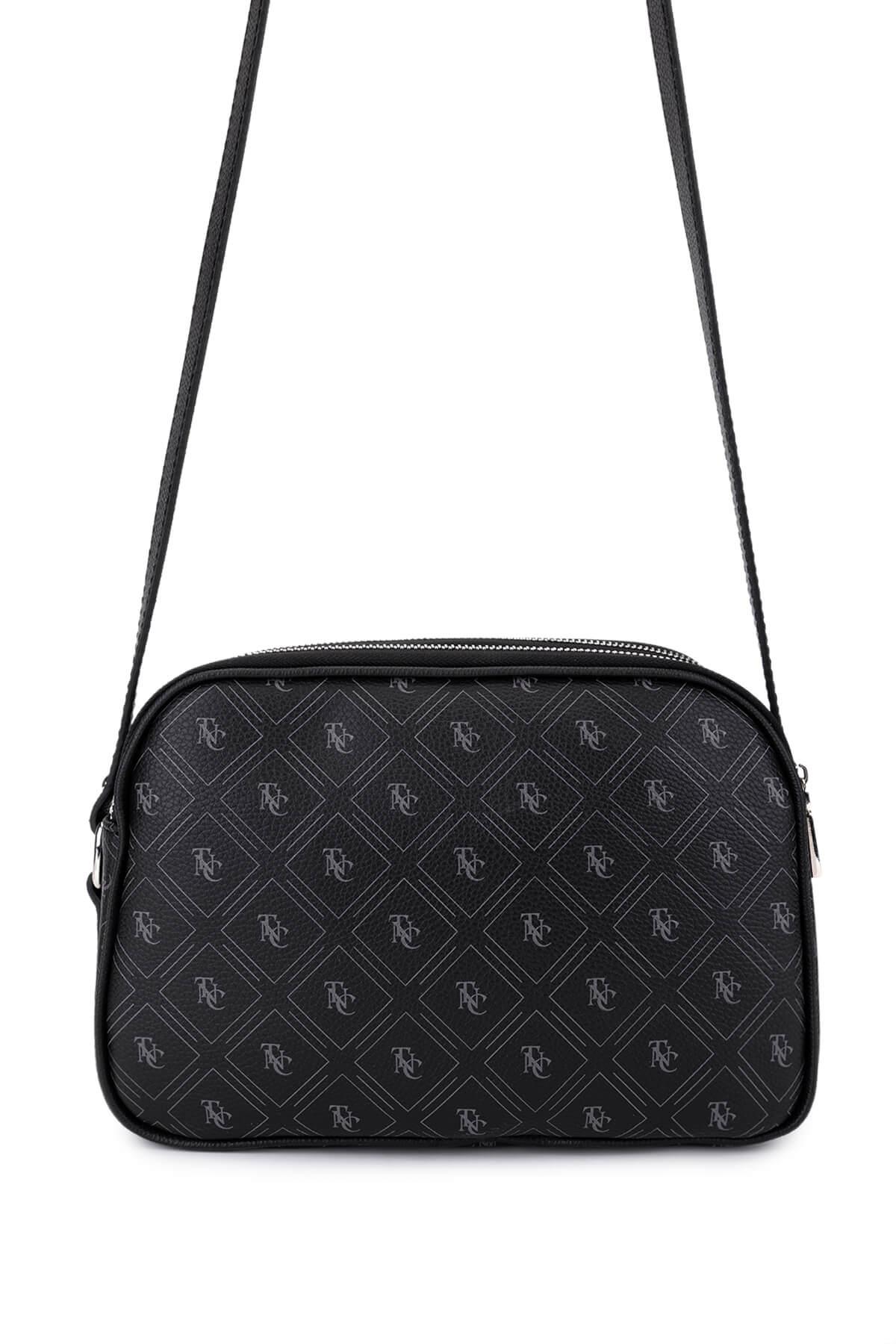 Tamer Tanca Kadın Suni Deri Siyah Desen Postacı Çanta