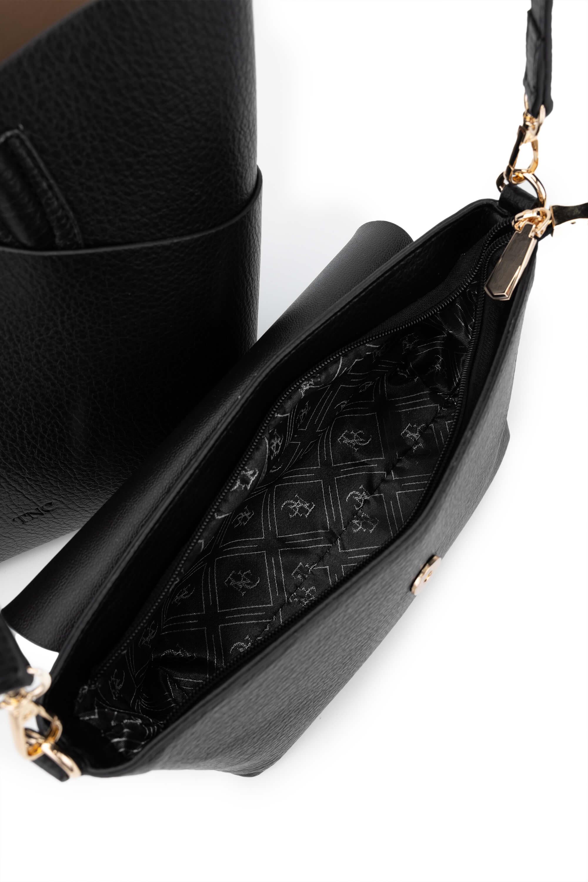 Tamer Tanca Kadın Suni Deri Siyah Kol Çantası