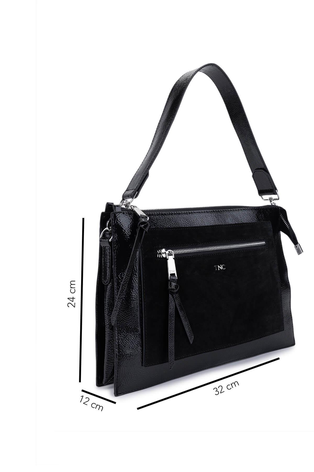 Tamer Tanca Kadın Suni Deri Siyah Kol Çantası