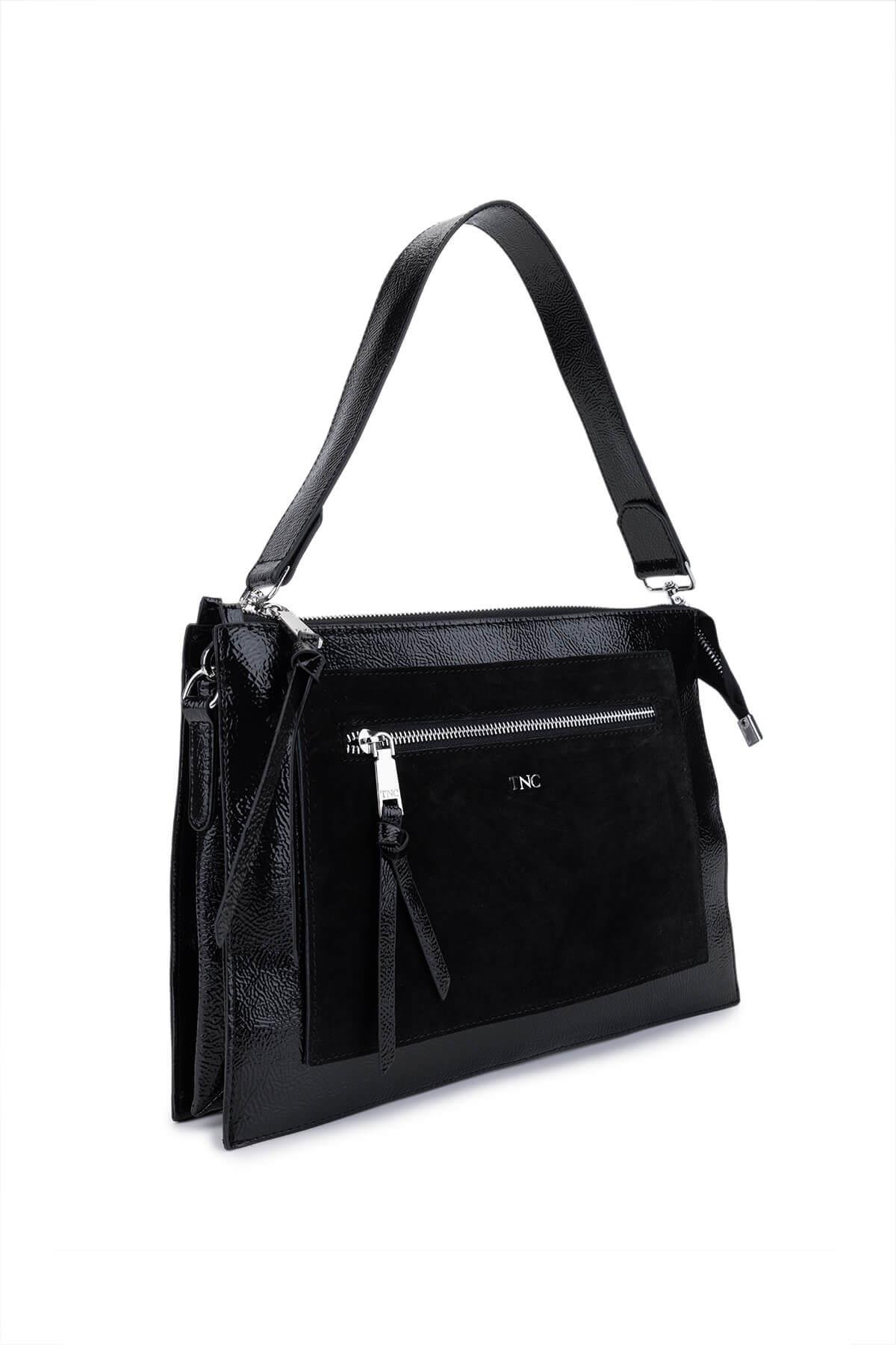 Tamer Tanca Kadın Suni Deri Siyah Kol Çantası