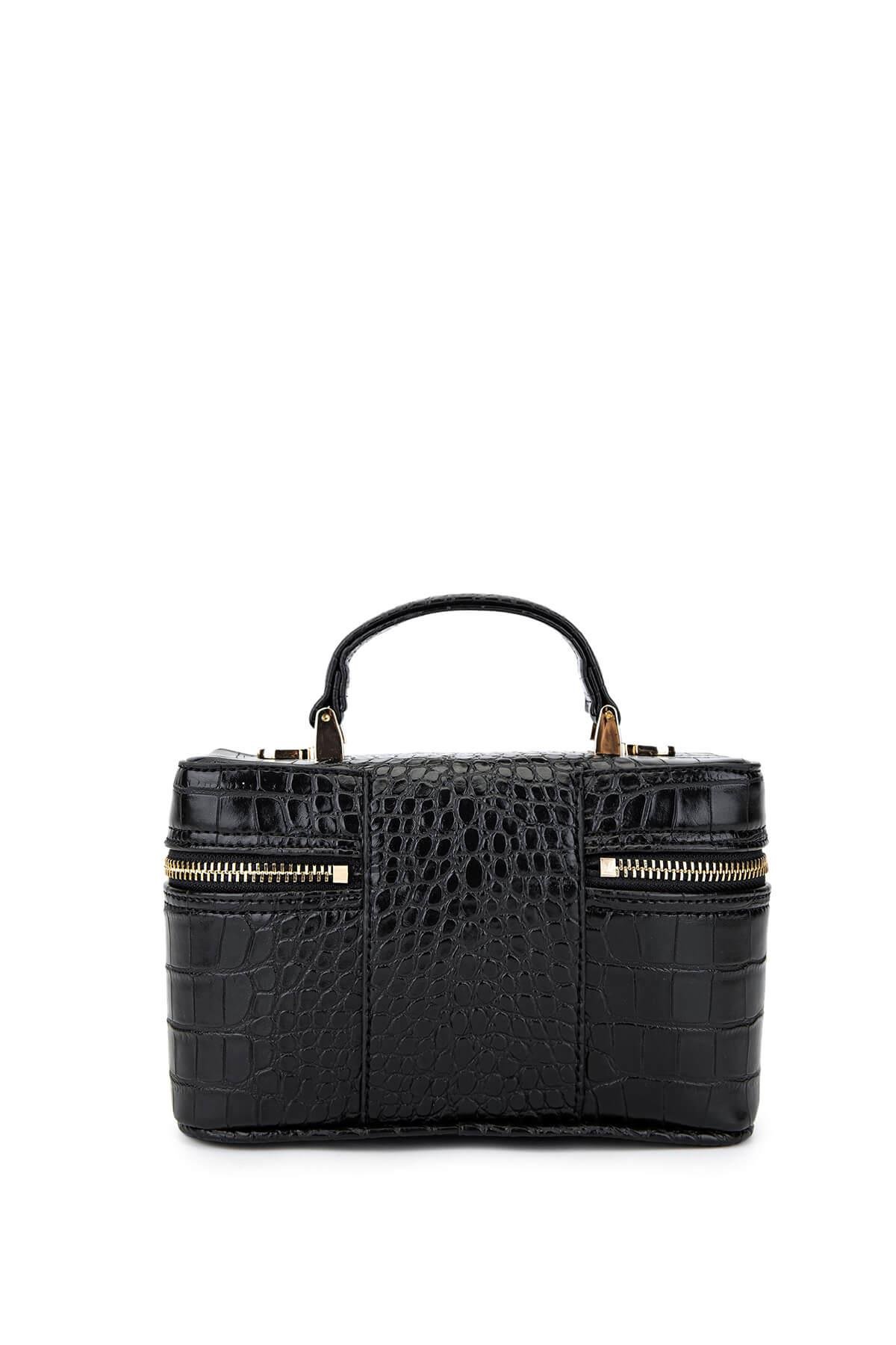 Tamer Tanca Kadın Suni Deri Siyah Kroko El Çantası