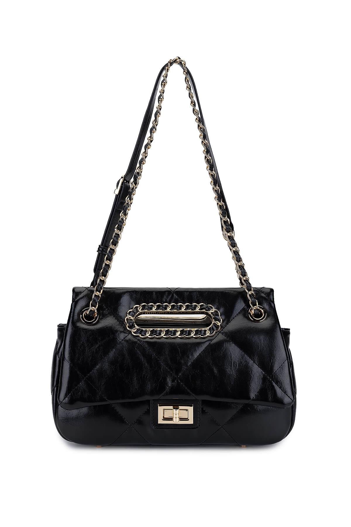 Tamer Tanca Kadın Suni Deri Siyah Omuz Çanta