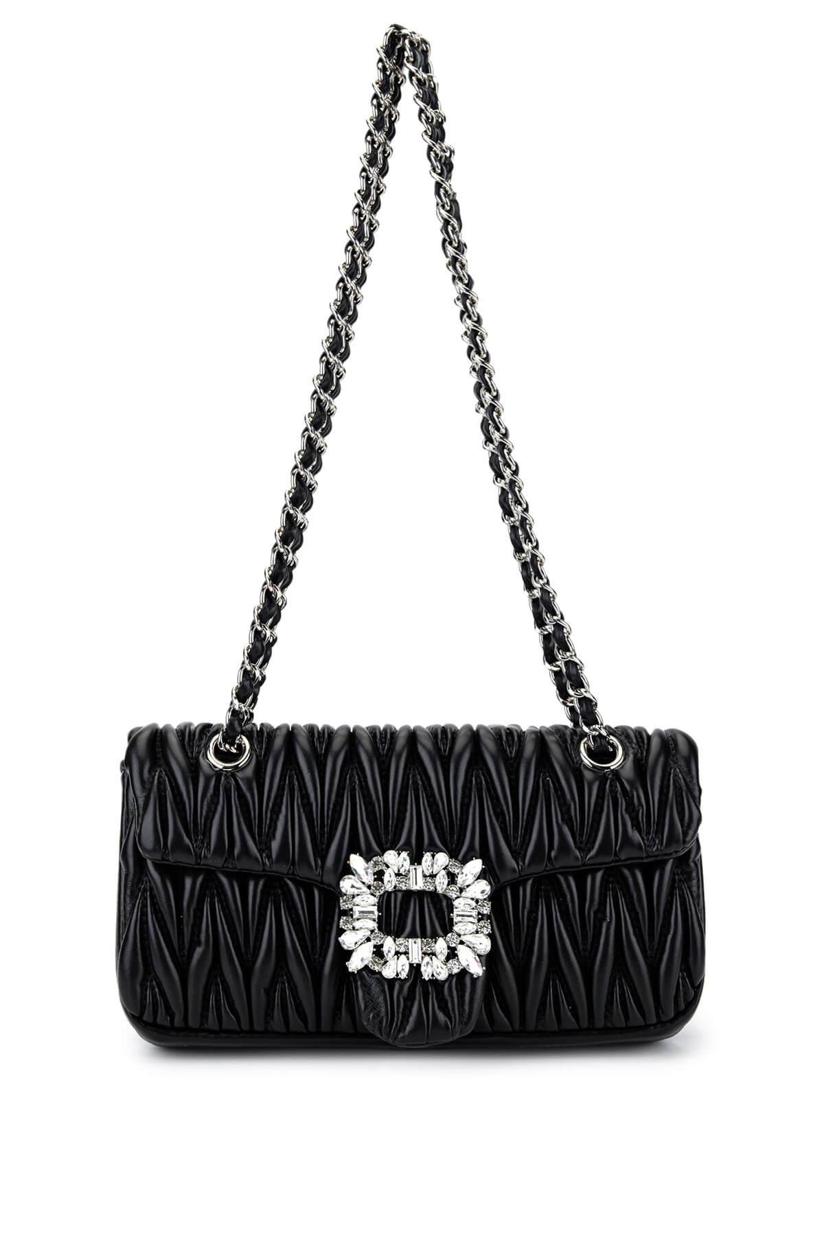 Tamer Tanca Kadın Suni Deri Siyah Omuz Çanta