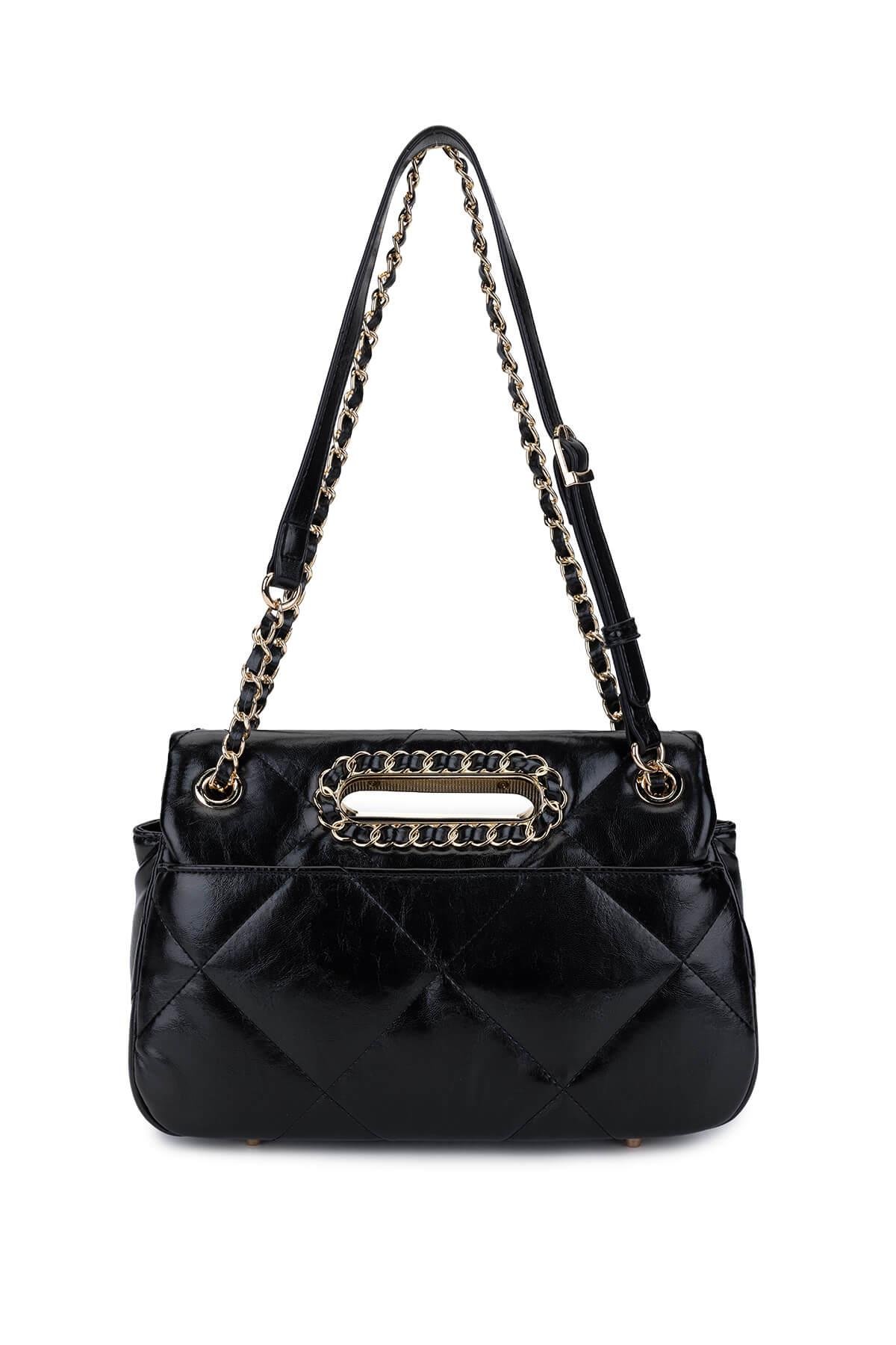 Tamer Tanca Kadın Suni Deri Siyah Omuz Çanta