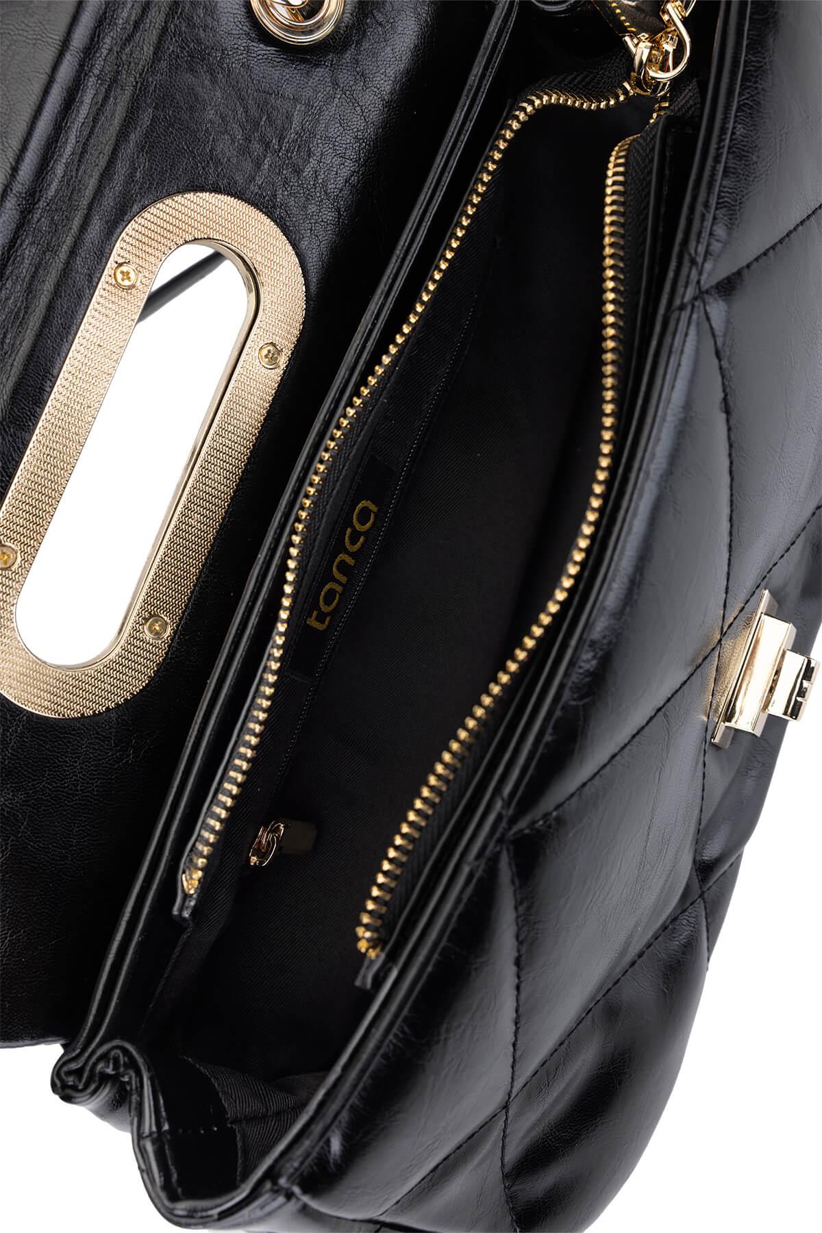 Tamer Tanca Kadın Suni Deri Siyah Omuz Çanta