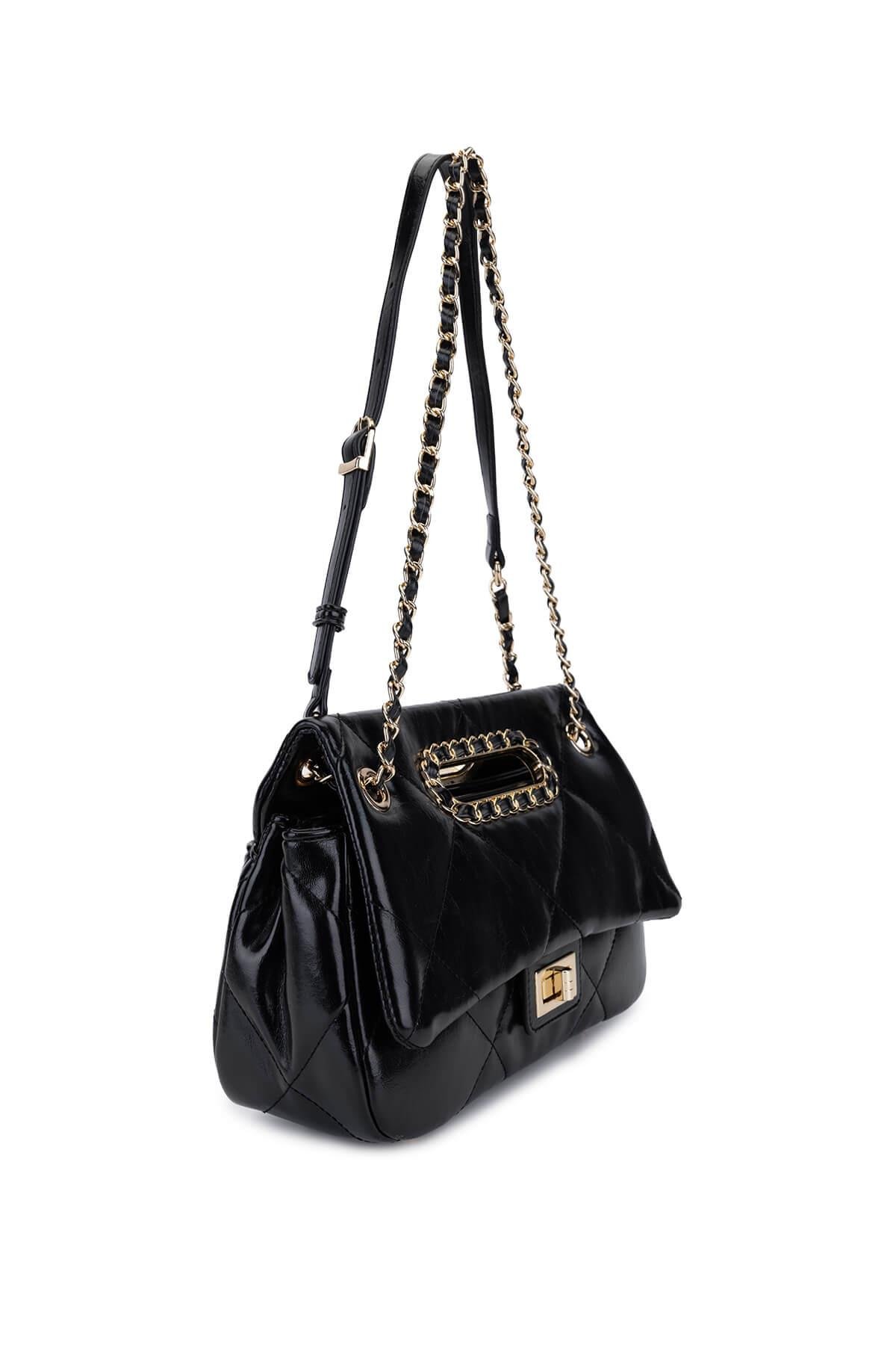 Tamer Tanca Kadın Suni Deri Siyah Omuz Çanta