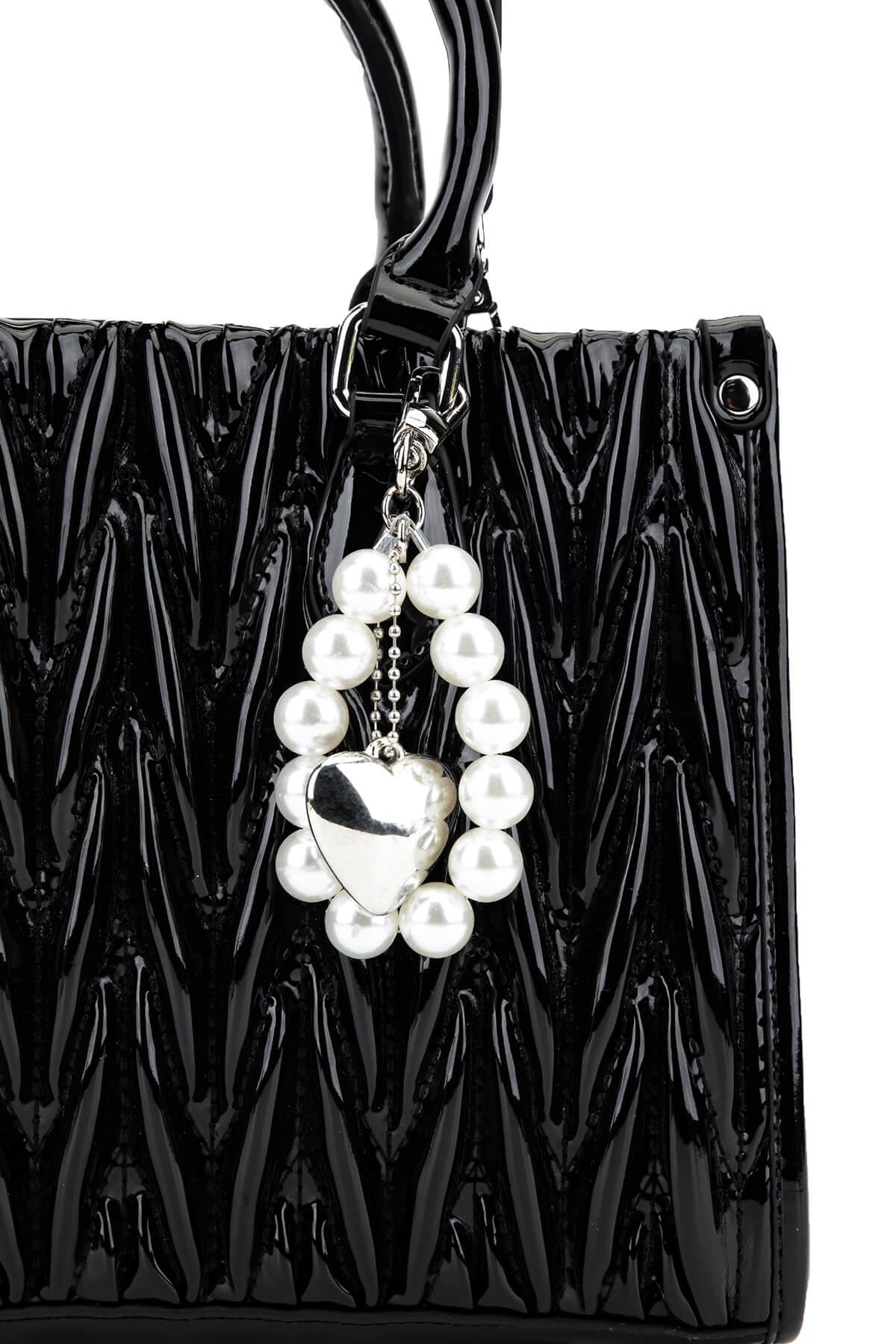 Tamer Tanca Kadın Suni Deri Siyah Rugan Omuz Çanta