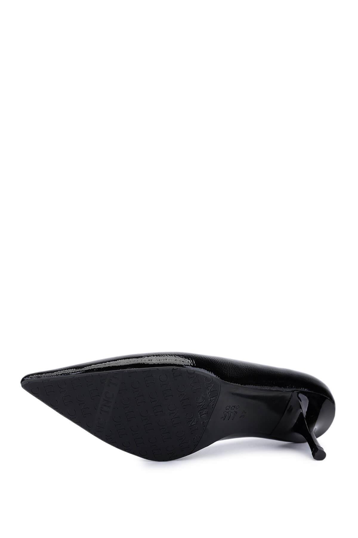 Tamer Tanca Kadın Suni Deri Siyah Rugan Topuklu Ayakkabı