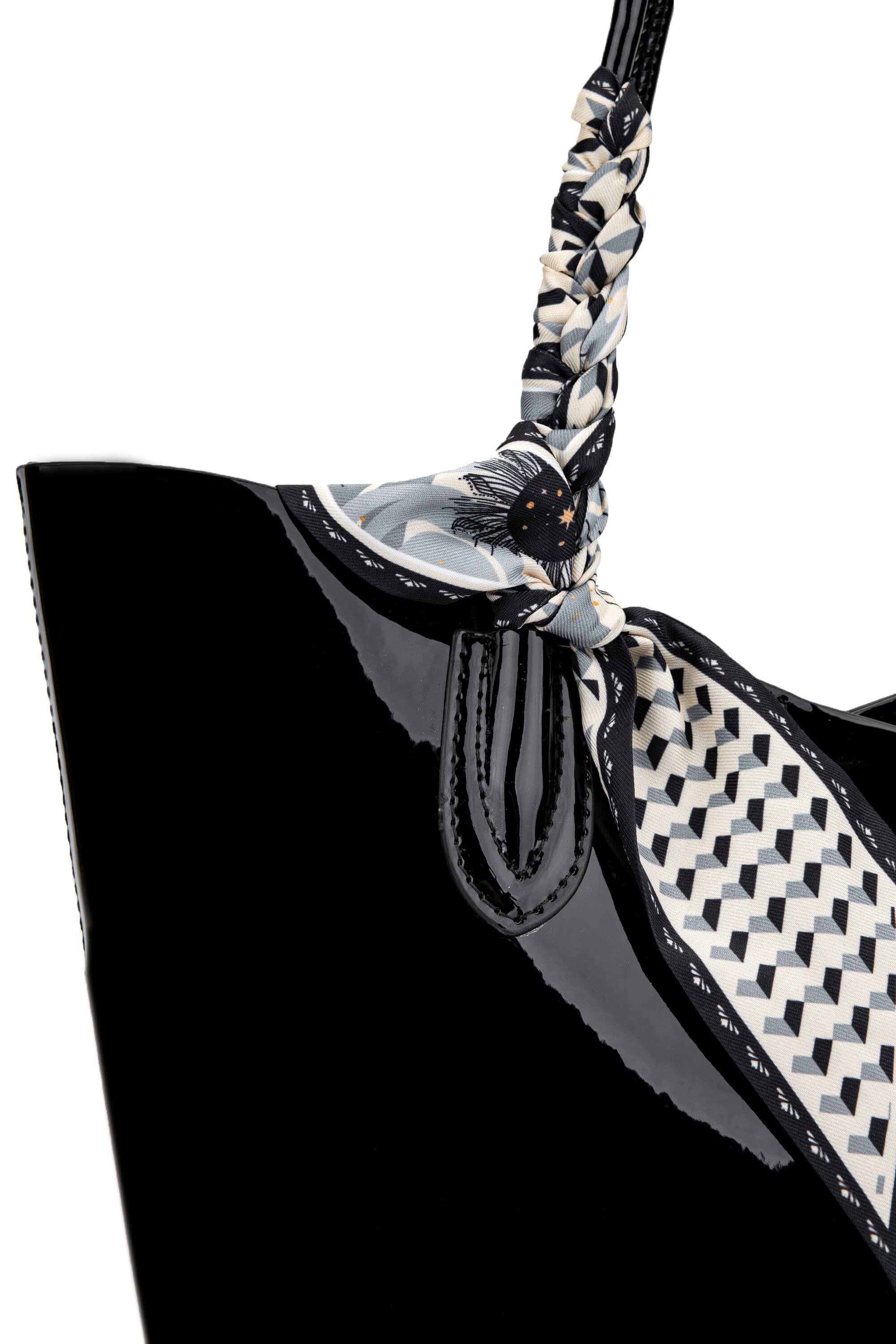 Tamer Tanca Kadın Suni Deri Siyah Rugan Kol Çantası