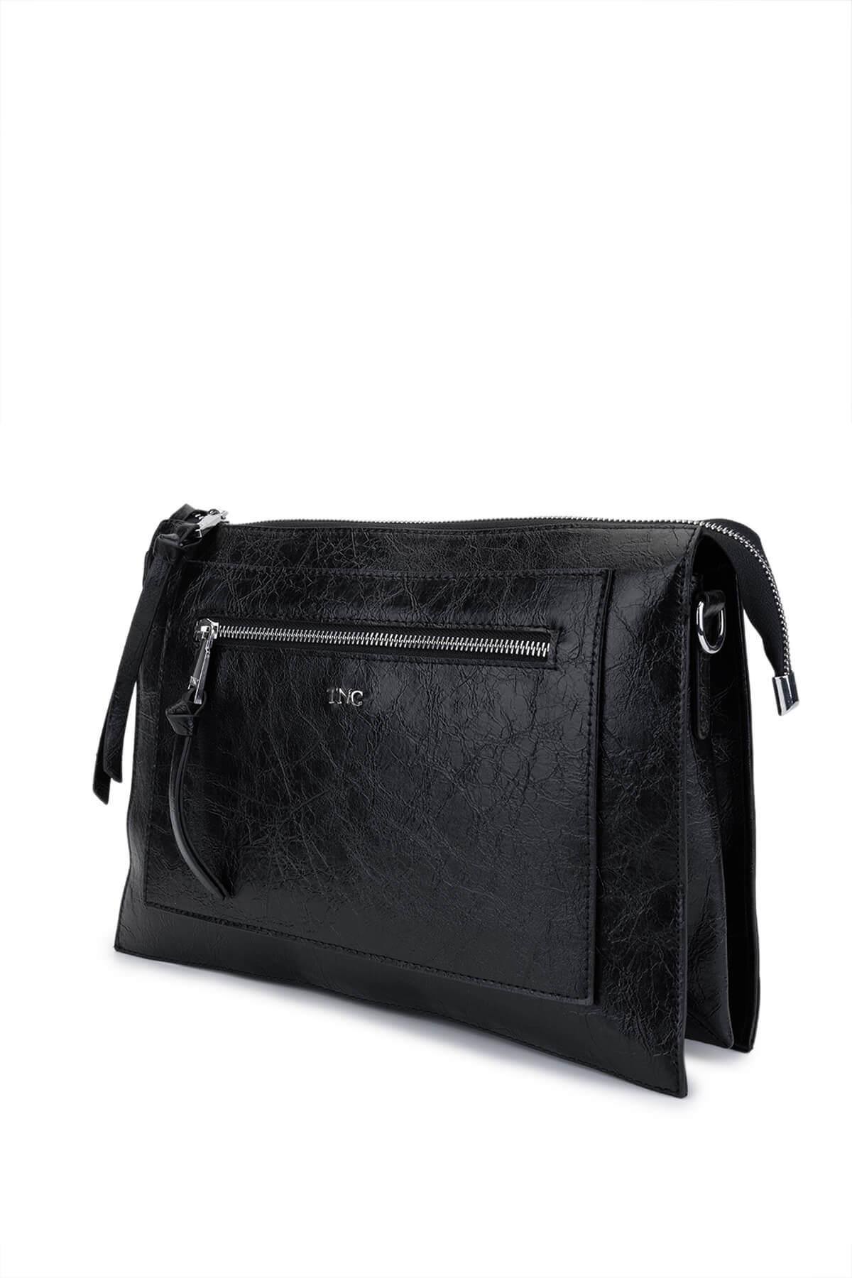 Tamer Tanca Kadın Suni Deri Siyah Rugan Kol Çantası