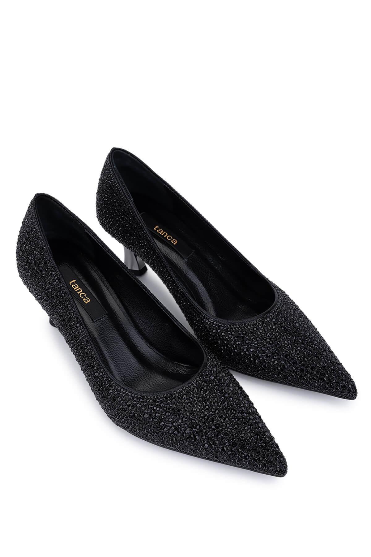 Tamer Tanca Kadın Suni Deri Siyah Topuklu Ayakkabı
