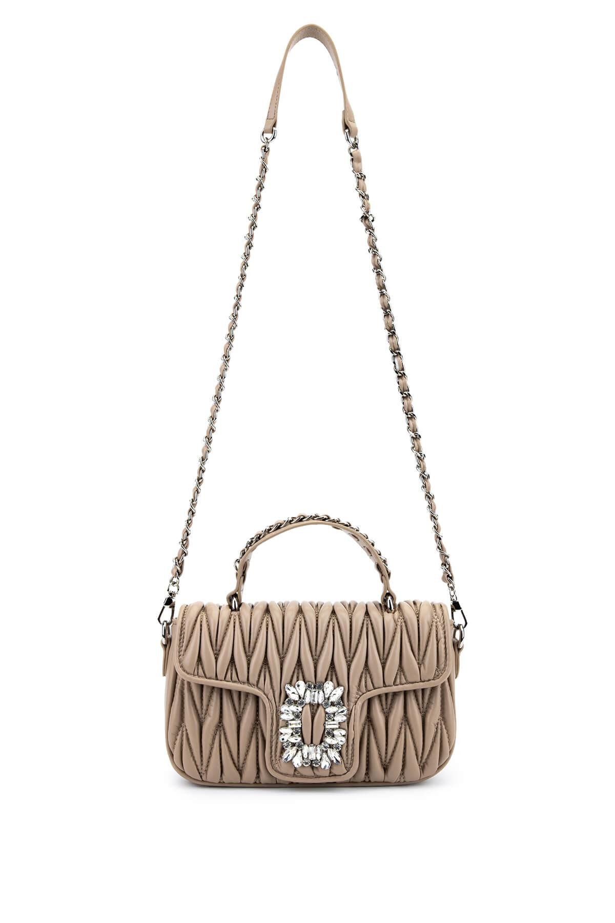 Tamer Tanca Kadın Suni Deri Taupe Omuz Çanta