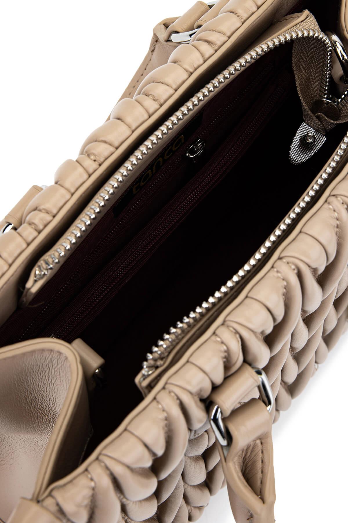 Tamer Tanca Kadın Suni Deri Taupe Omuz Çanta