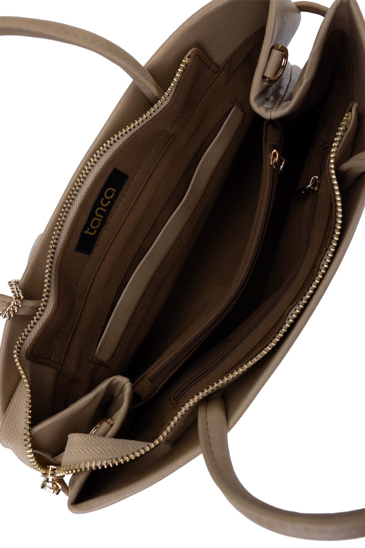 Tamer Tanca Kadın Suni Deri Taupe Omuz Çanta