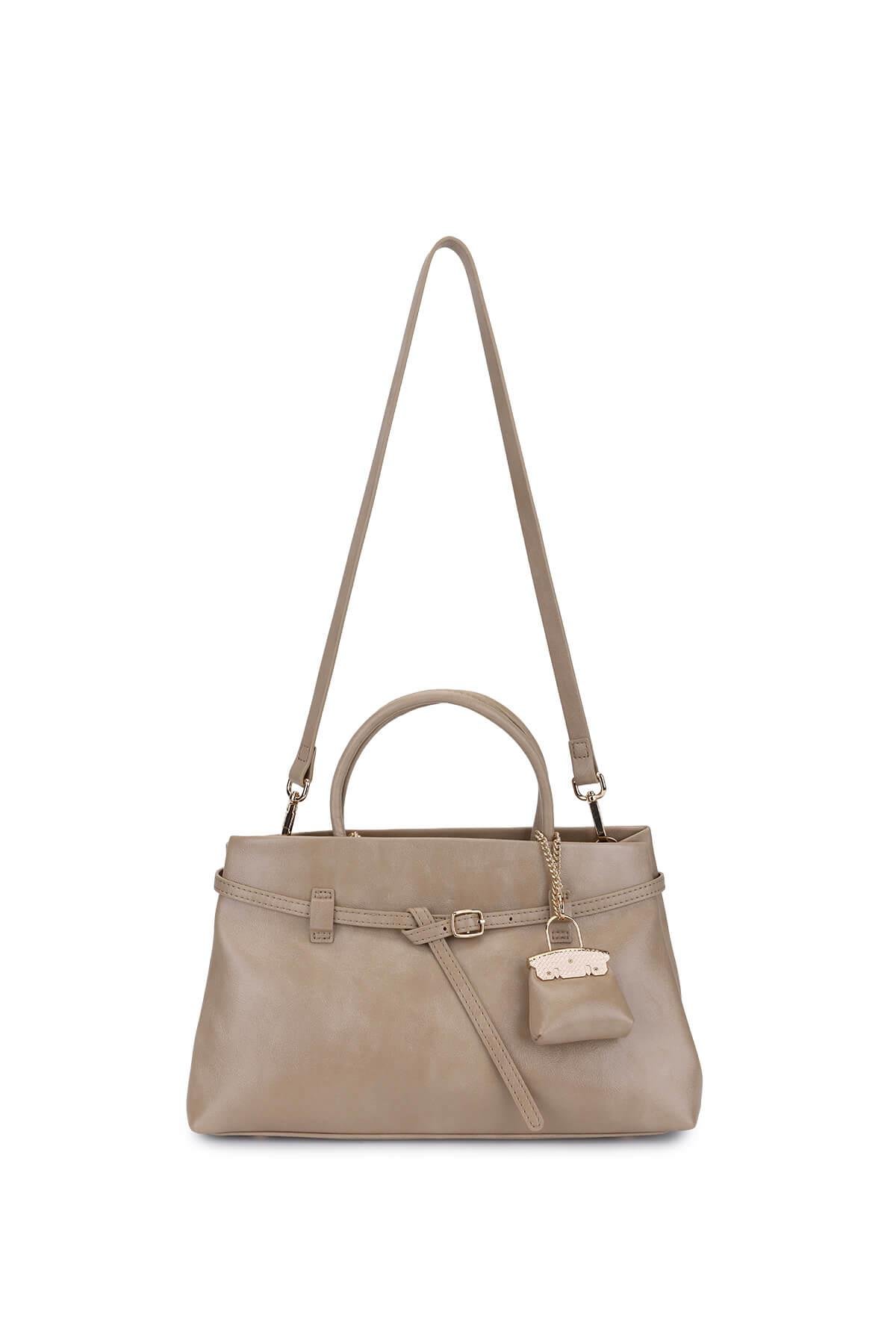 Tamer Tanca Kadın Suni Deri Taupe Omuz Çanta