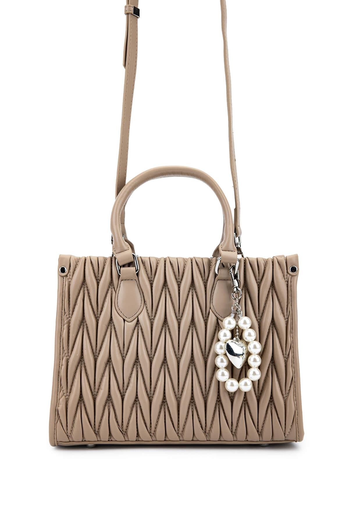 Tamer Tanca Kadın Suni Deri Taupe Omuz Çanta