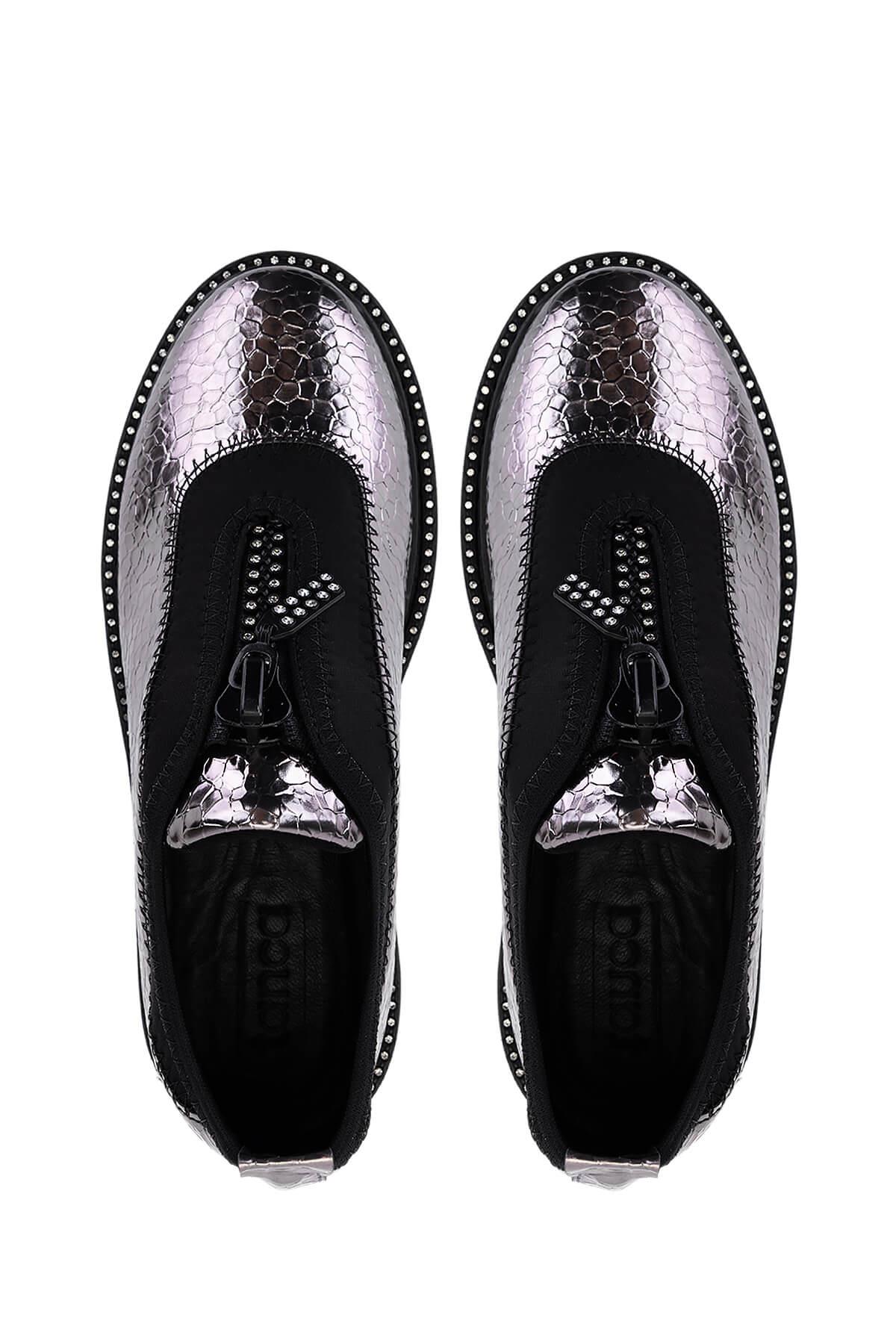 Tamer Tanca Kadın Suni Deri/Tekstil Metalik Casual Ayakkabı