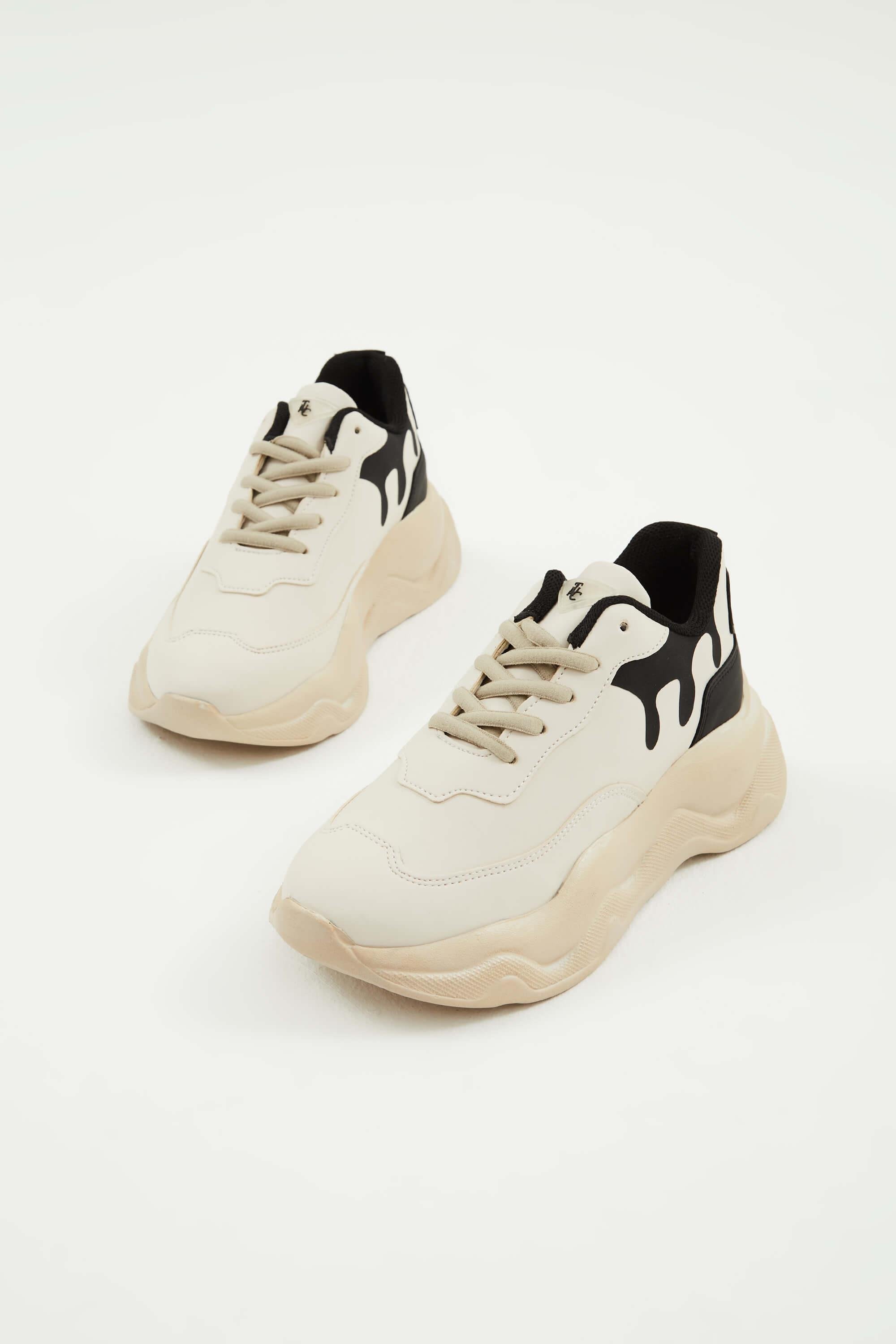 Tamer Tanca Kadın Vegan Bej/Siyah Sneakers & Spor Ayakkabı