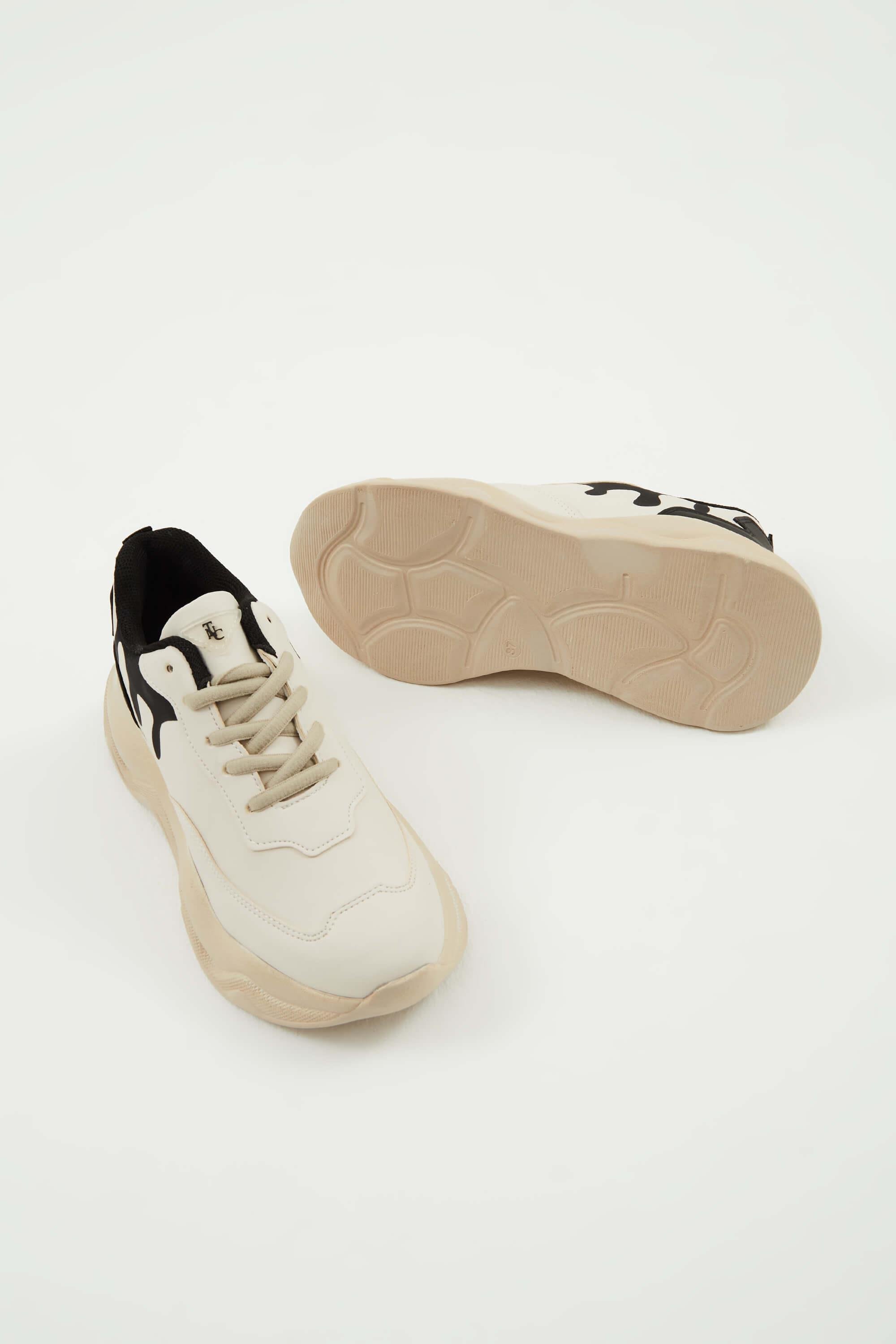 Tamer Tanca Kadın Vegan Bej/Siyah Sneakers & Spor Ayakkabı