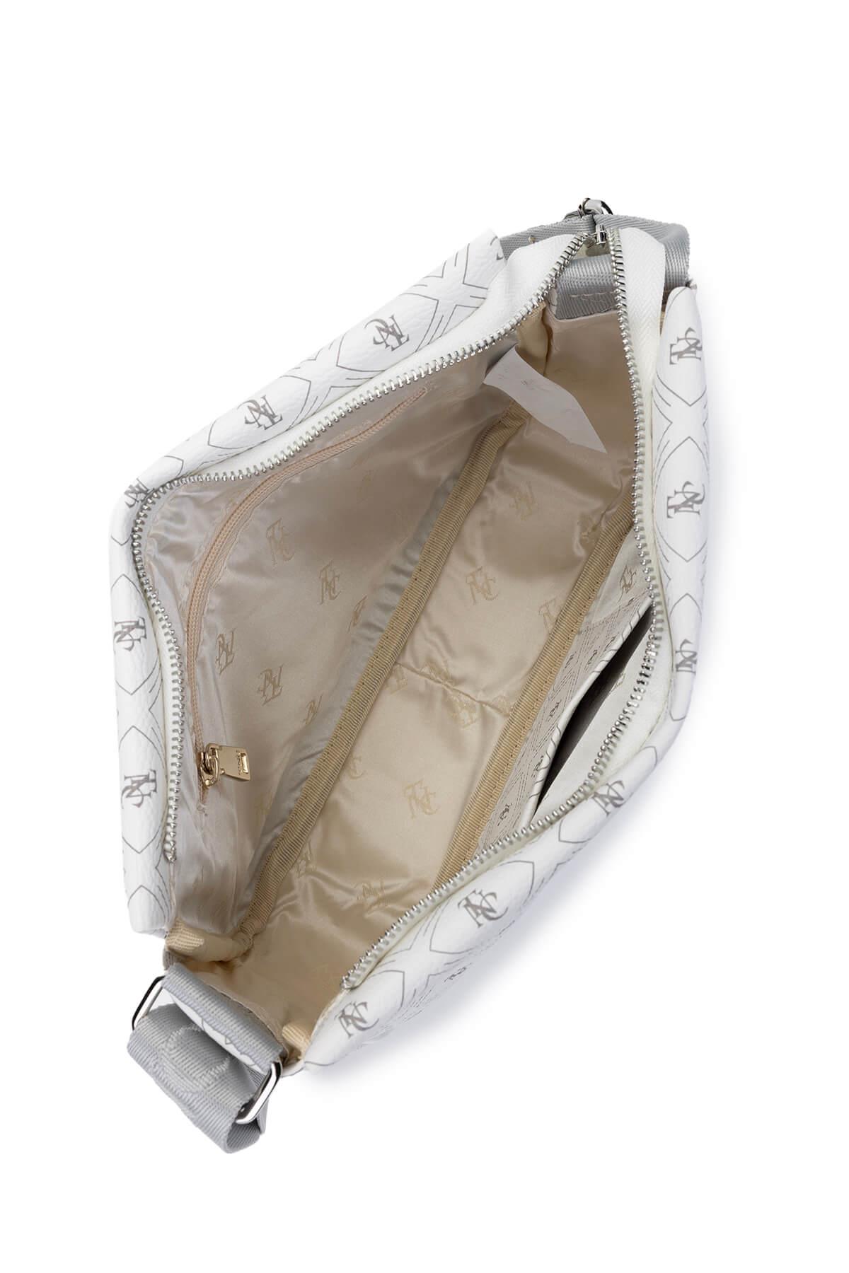 Tamer Tanca Kadın Vegan Beyaz Desen Omuz Çanta