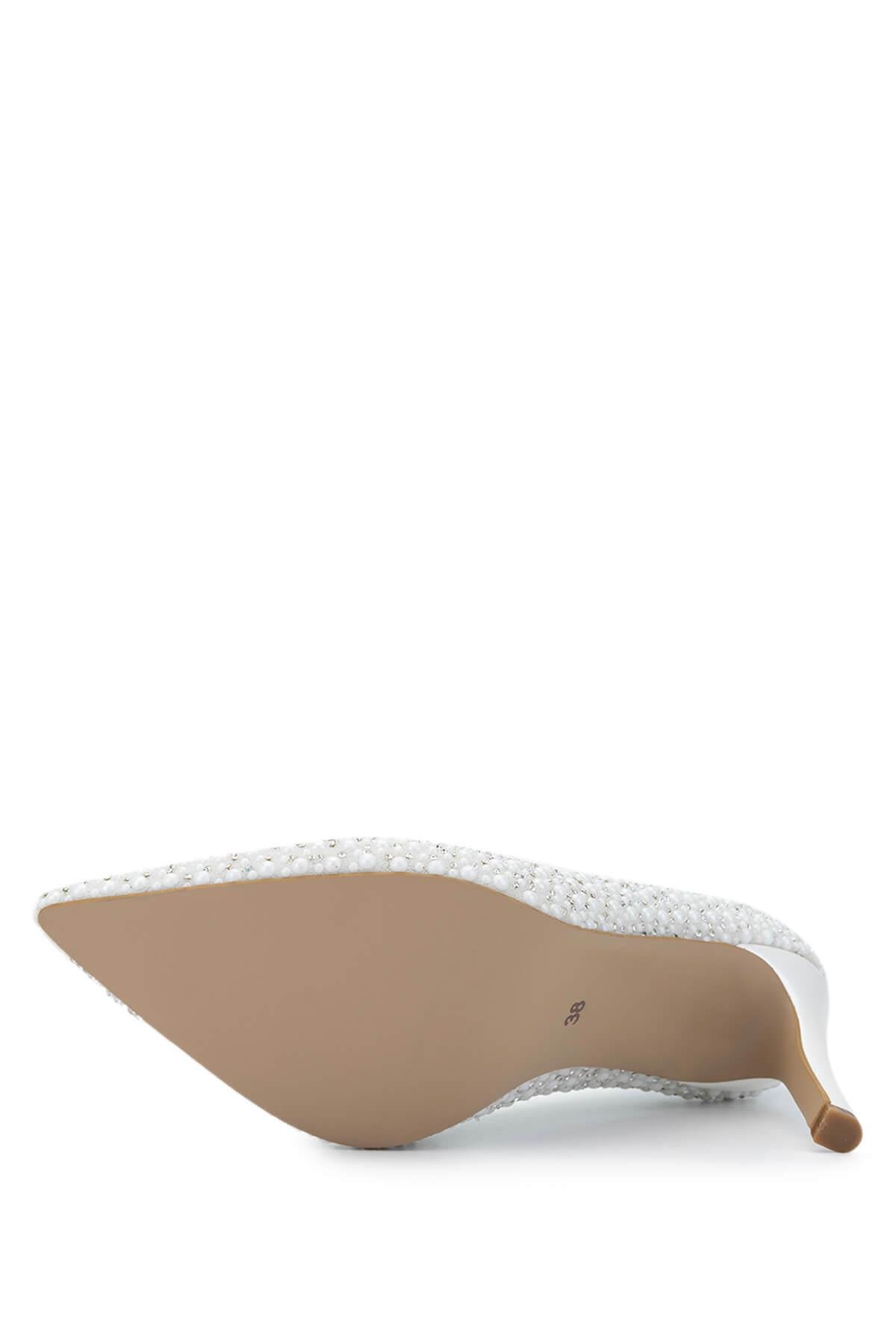 Tamer Tanca Kadın Vegan Beyaz Sedef Topuklu Ayakkabı