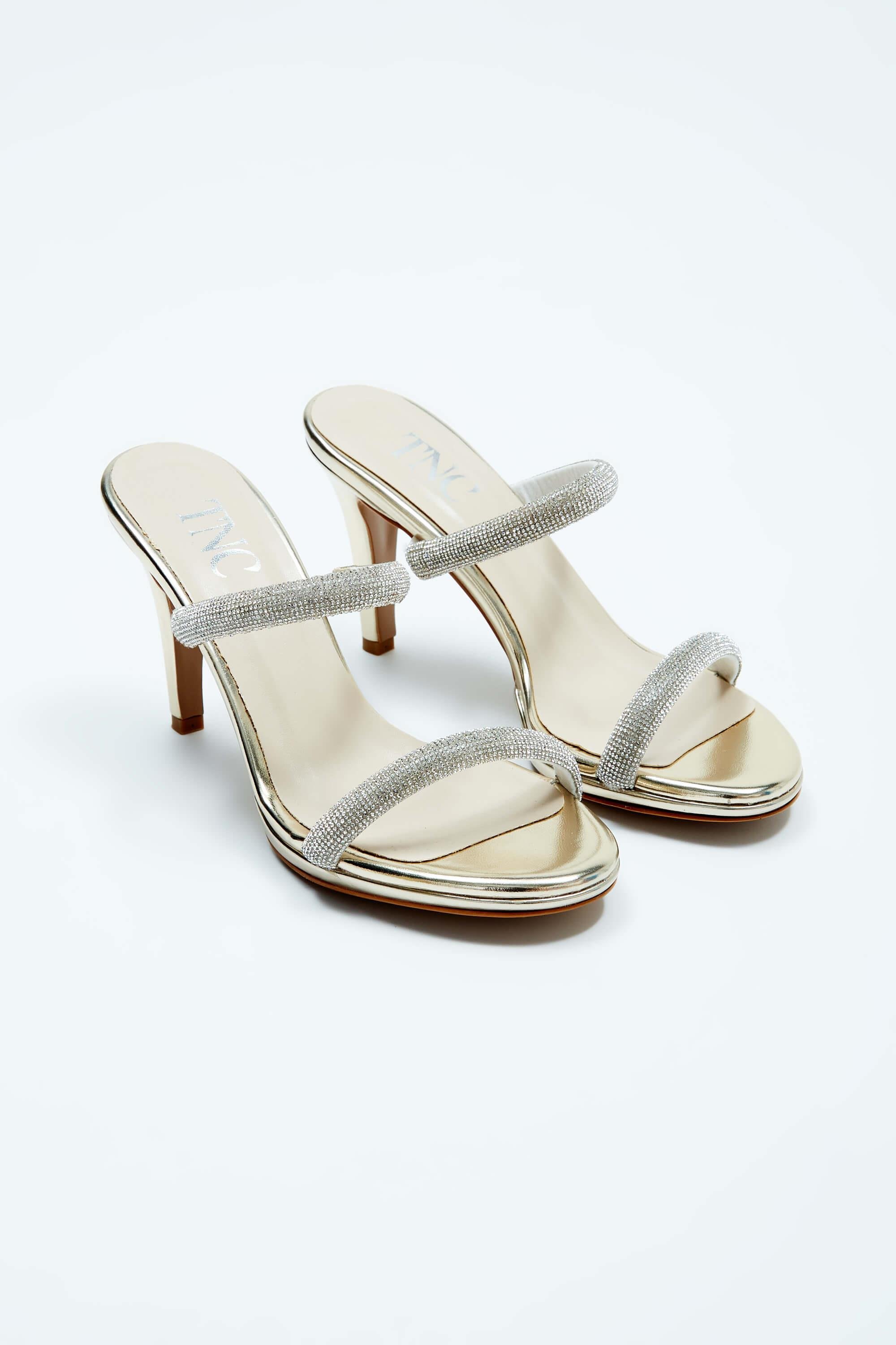 Tamer Tanca Kadın Vegan Gold Topuklu Terlik