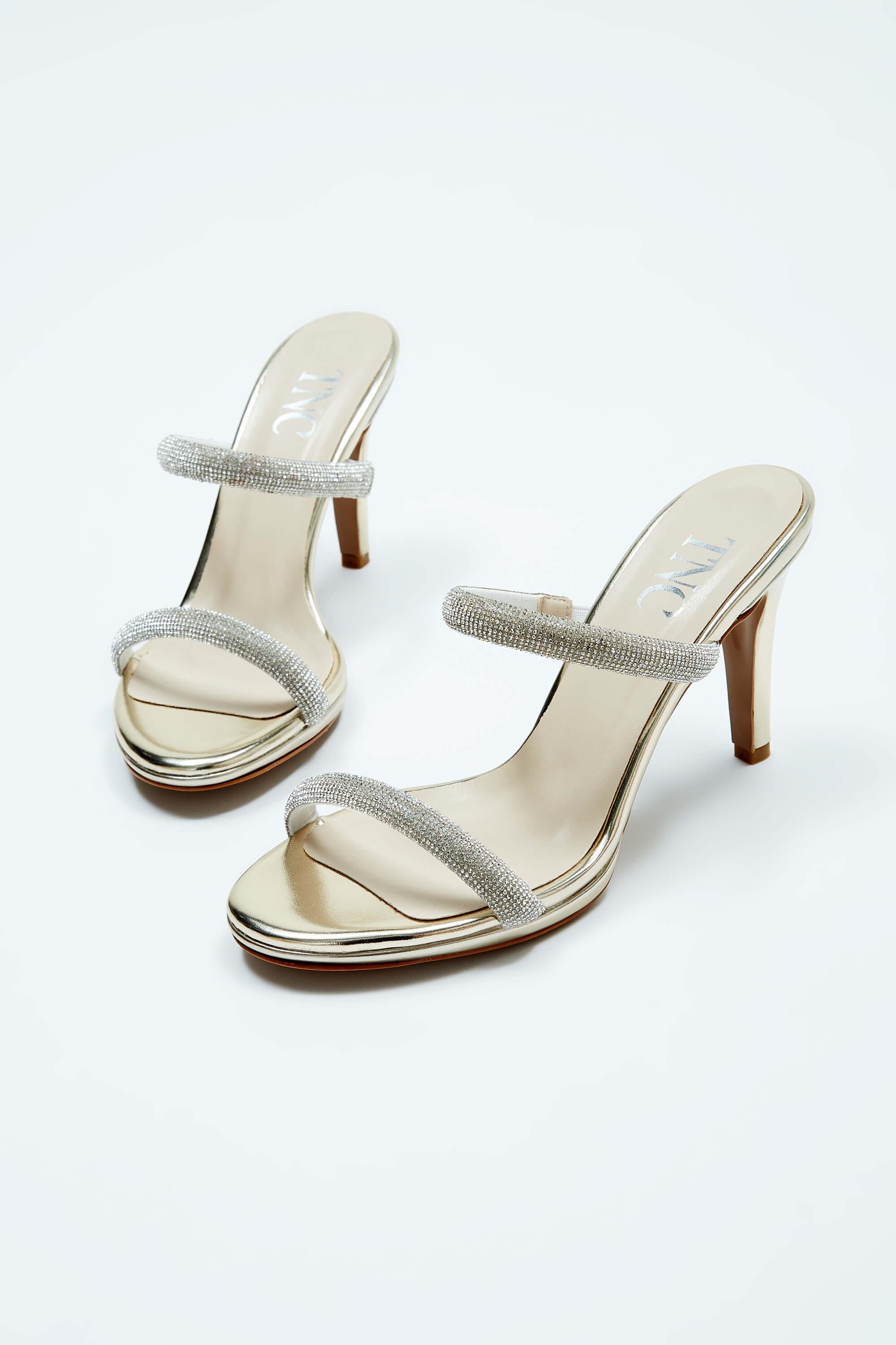 Tamer Tanca Kadın Vegan Gold Topuklu Terlik