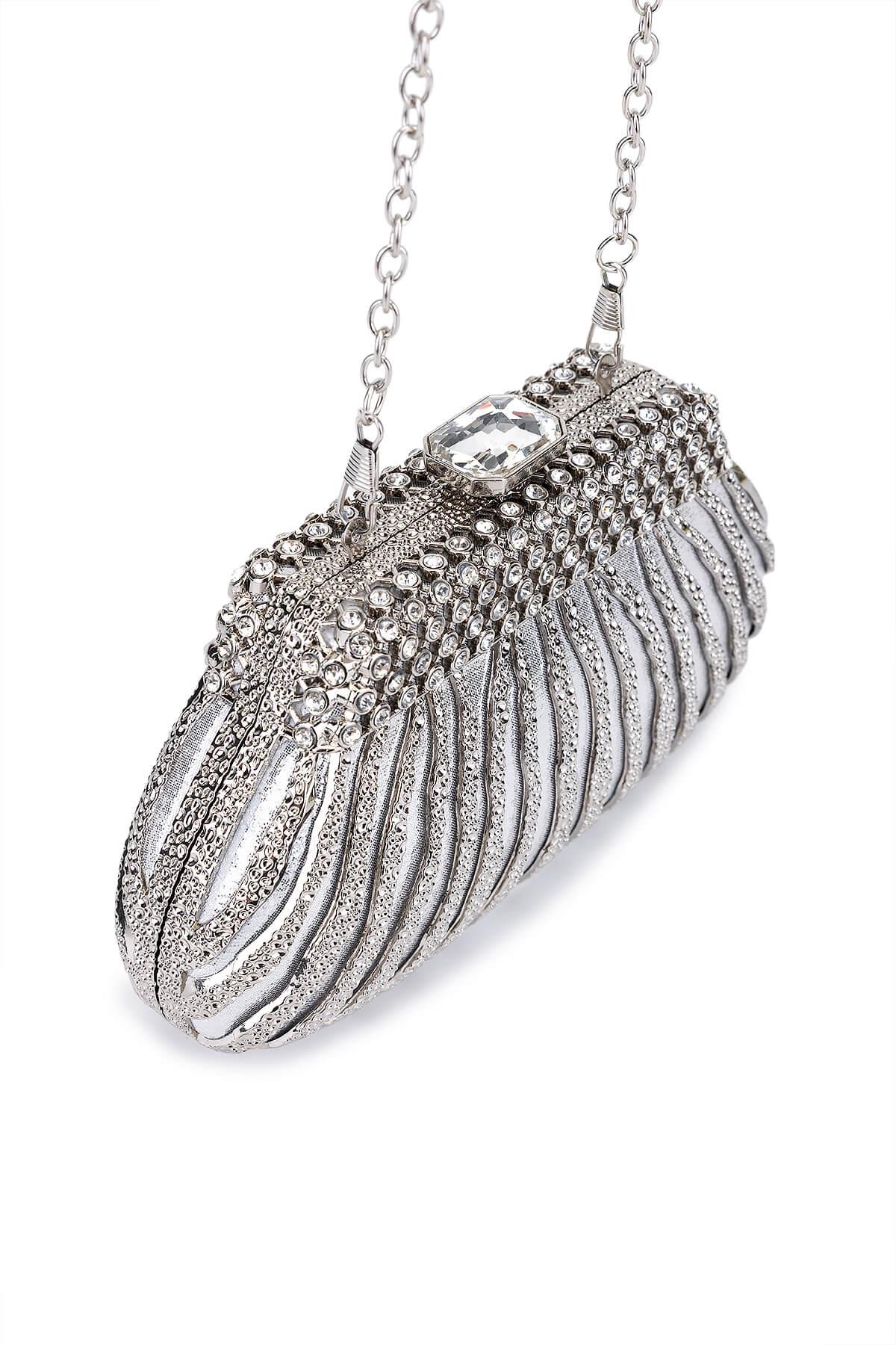 Tamer Tanca Kadın Vegan Gri Abiye Çanta