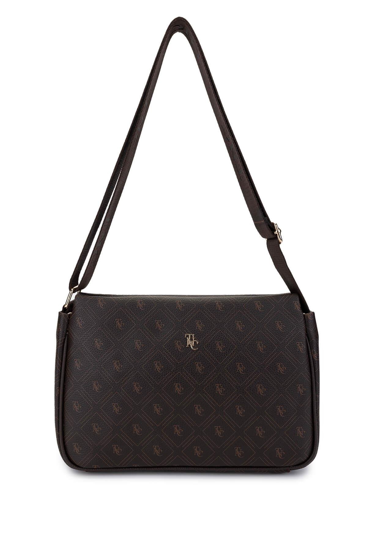 Tamer Tanca Kadın Vegan Kahverengi Desen Omuz Çanta