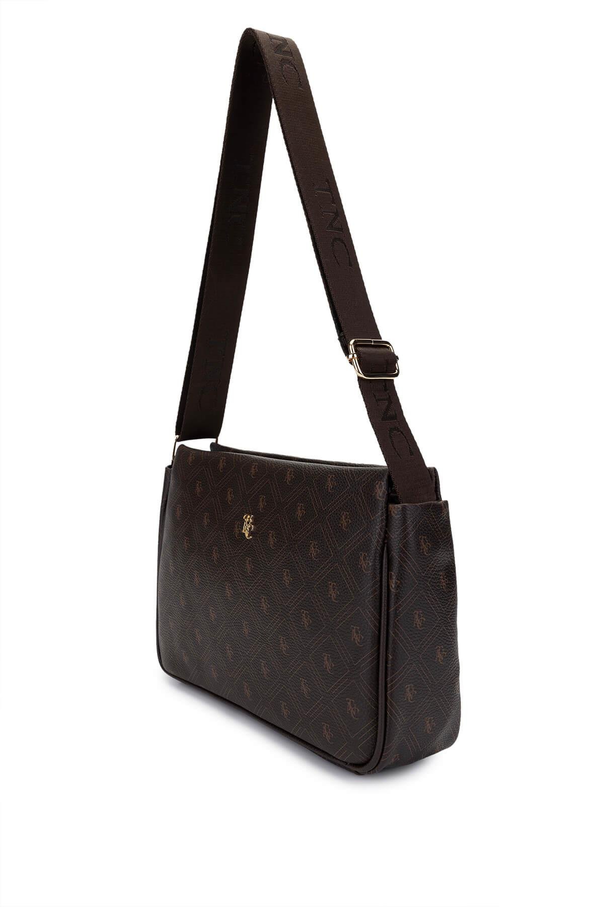 Tamer Tanca Kadın Vegan Kahverengi Desen Omuz Çanta