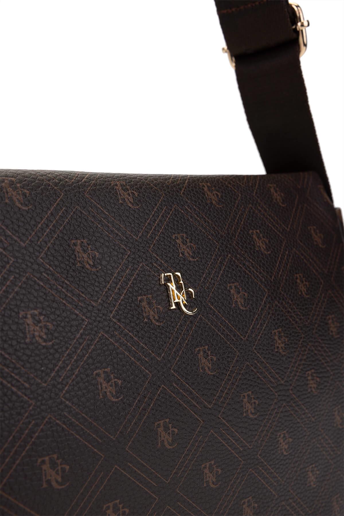 Tamer Tanca Kadın Vegan Kahverengi Desen Omuz Çanta