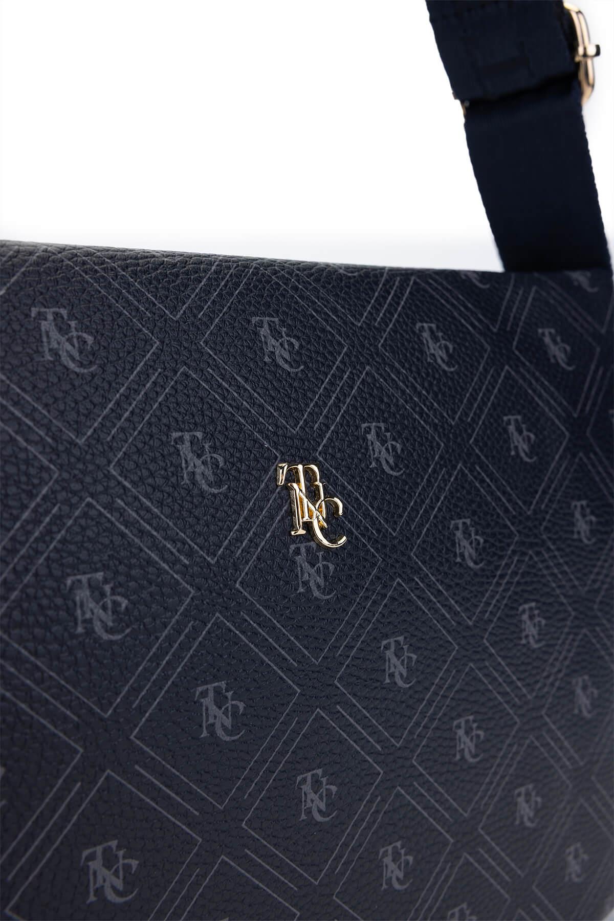 Tamer Tanca Kadın Vegan Lacivert Desen Omuz Çanta