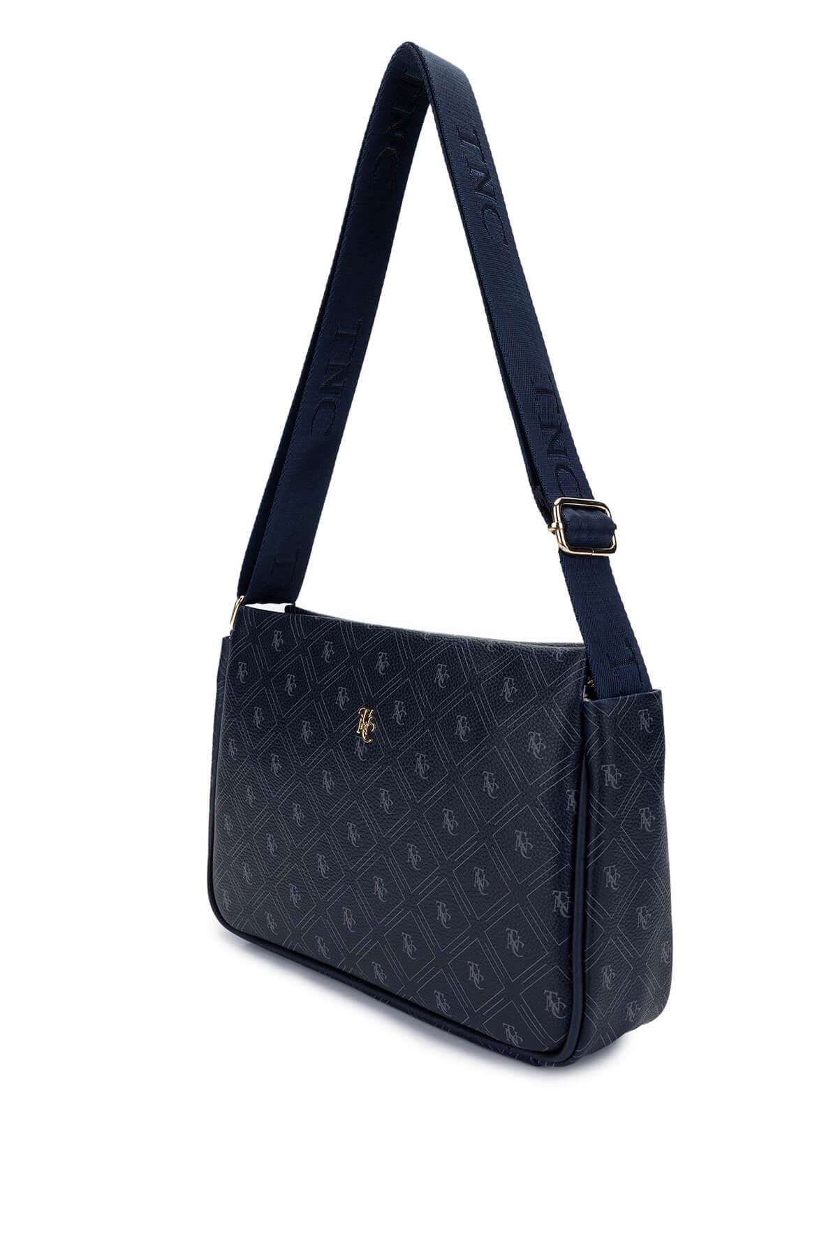 Tamer Tanca Kadın Vegan Lacivert Desen Omuz Çanta