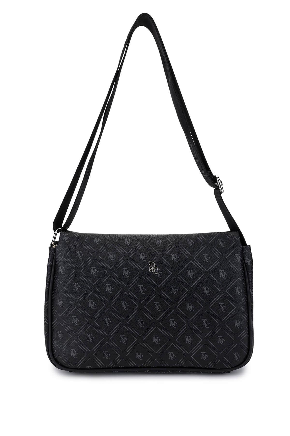 Tamer Tanca Kadın Vegan Siyah Desen Omuz Çanta