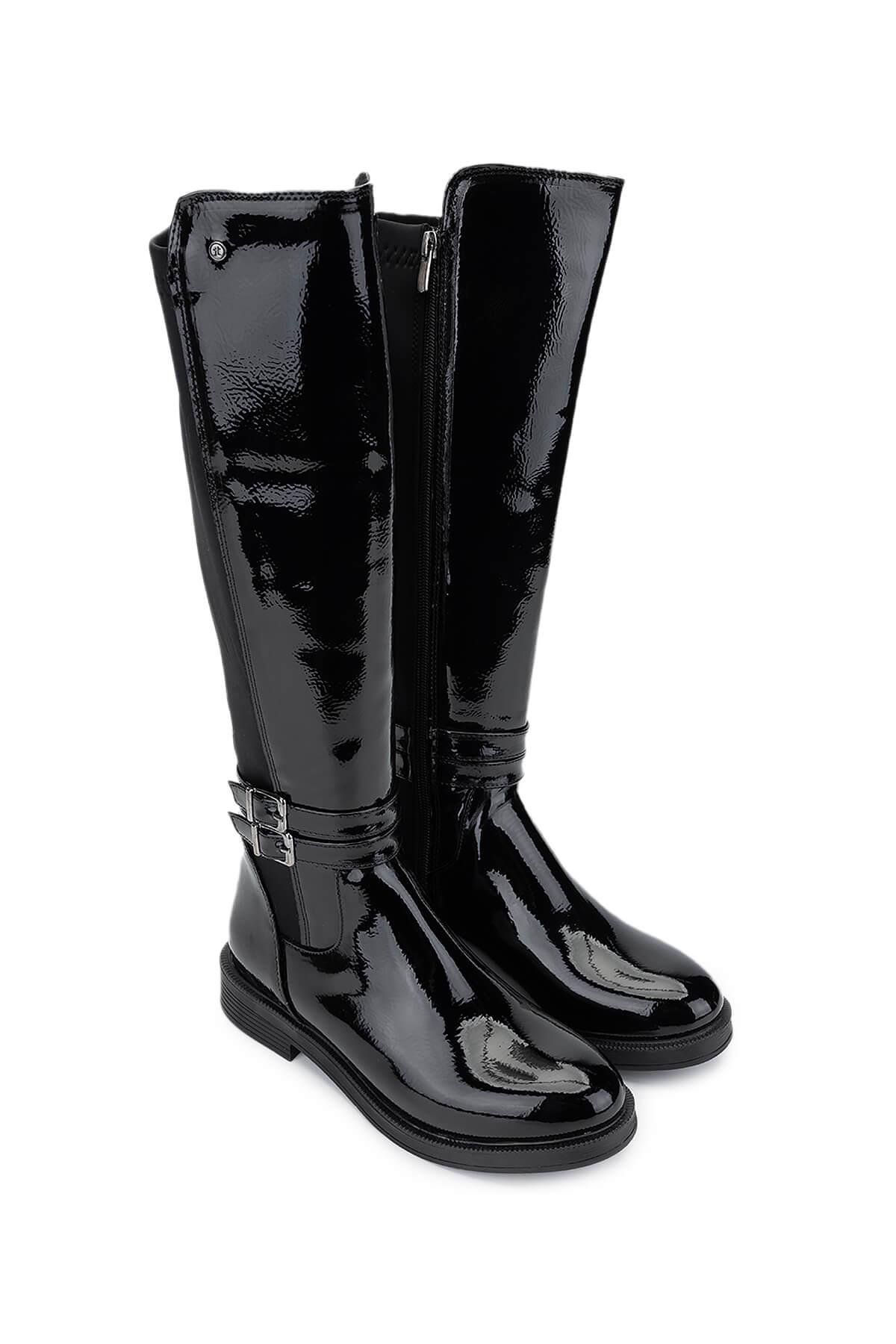 Tamer Tanca Kadın Vegan Siyah Rugan Casual Çizme