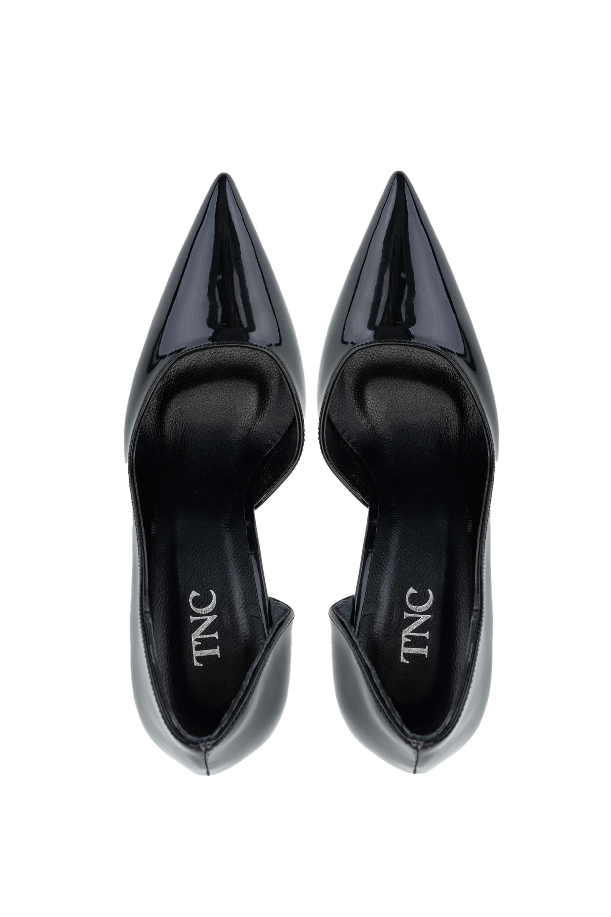 Tamer Tanca Kadın Vegan Siyah Rugan Topuklu Ayakkabı