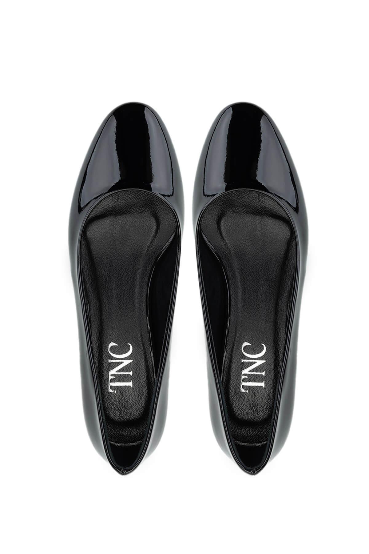 Tamer Tanca Kadın Vegan Siyah Rugan Topuklu Ayakkabı