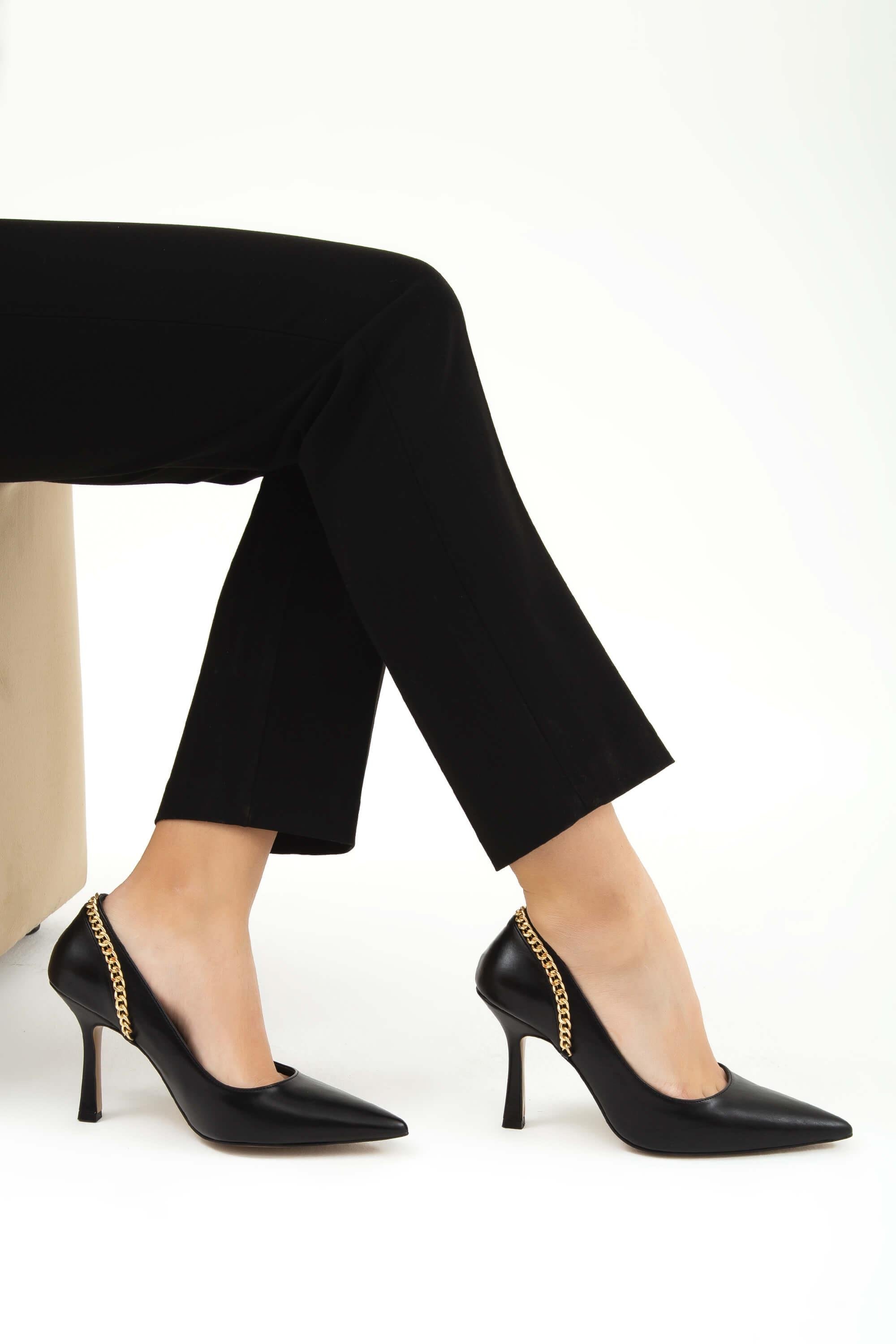 Tamer Tanca Kadın Vegan Siyah Stiletto Ayakkabı