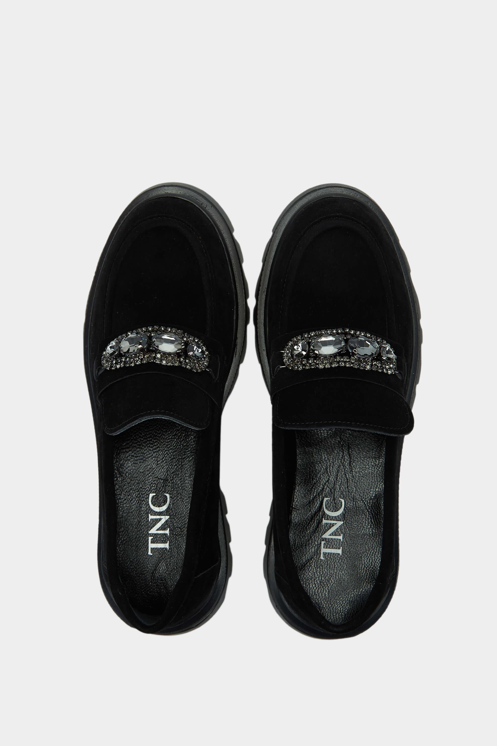 Tamer Tanca Kadın Vegan Siyah Süet Loafer Ayakkabı