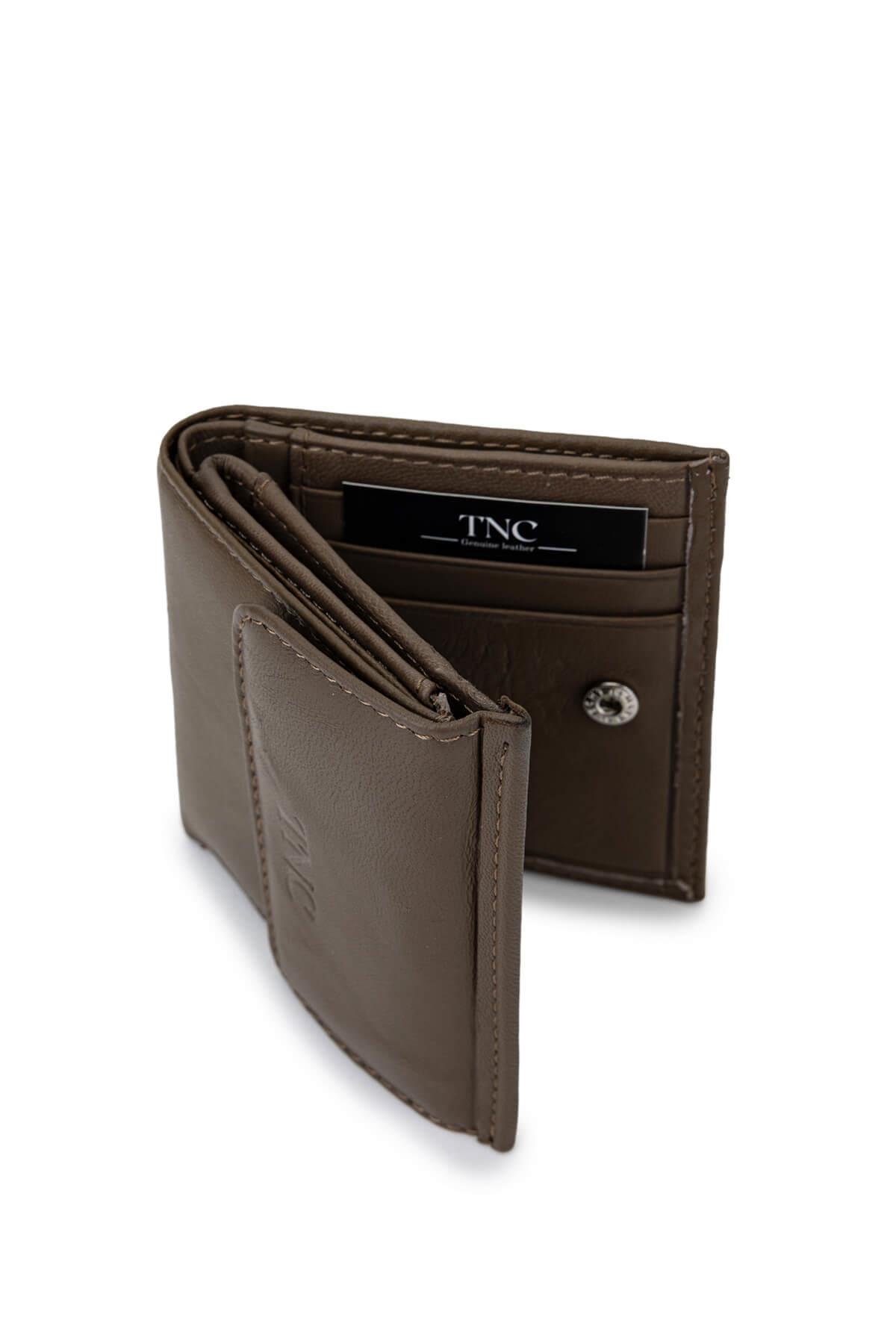 Tamer Tanca Unisex Hakiki Deri Bej Cüzdan Cuzdan