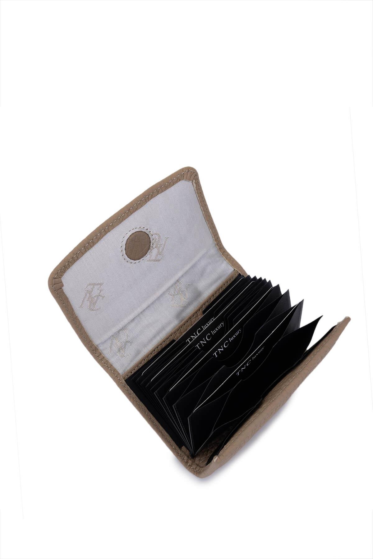 Tamer Tanca Unisex Hakiki Deri Bej Floter Kartlık