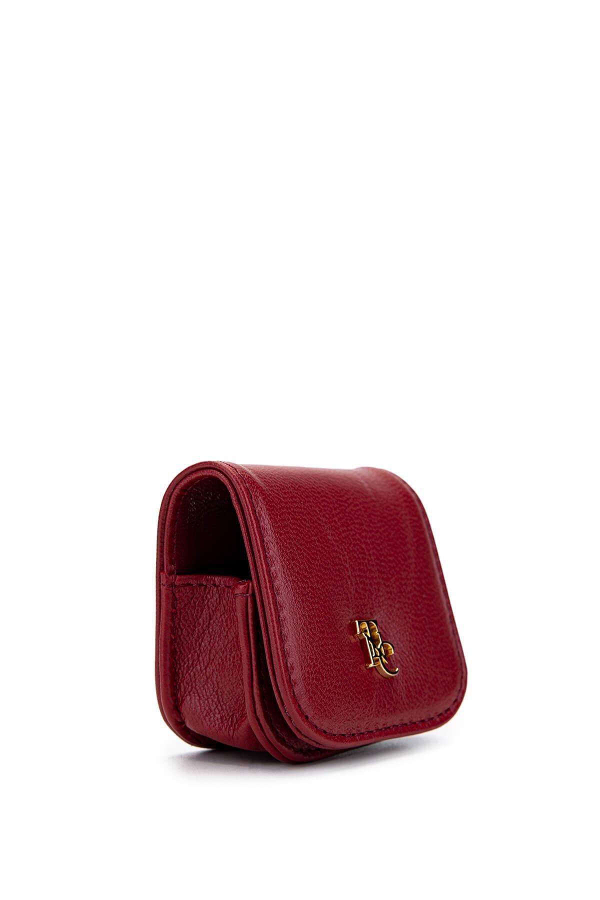 Tamer Tanca Unisex Hakiki Deri Bordo Airpods Kılıfı Cuzdan