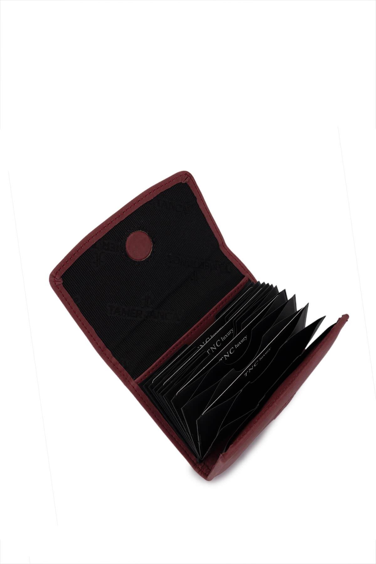 Tamer Tanca Unisex Hakiki Deri Bordo Kartlık