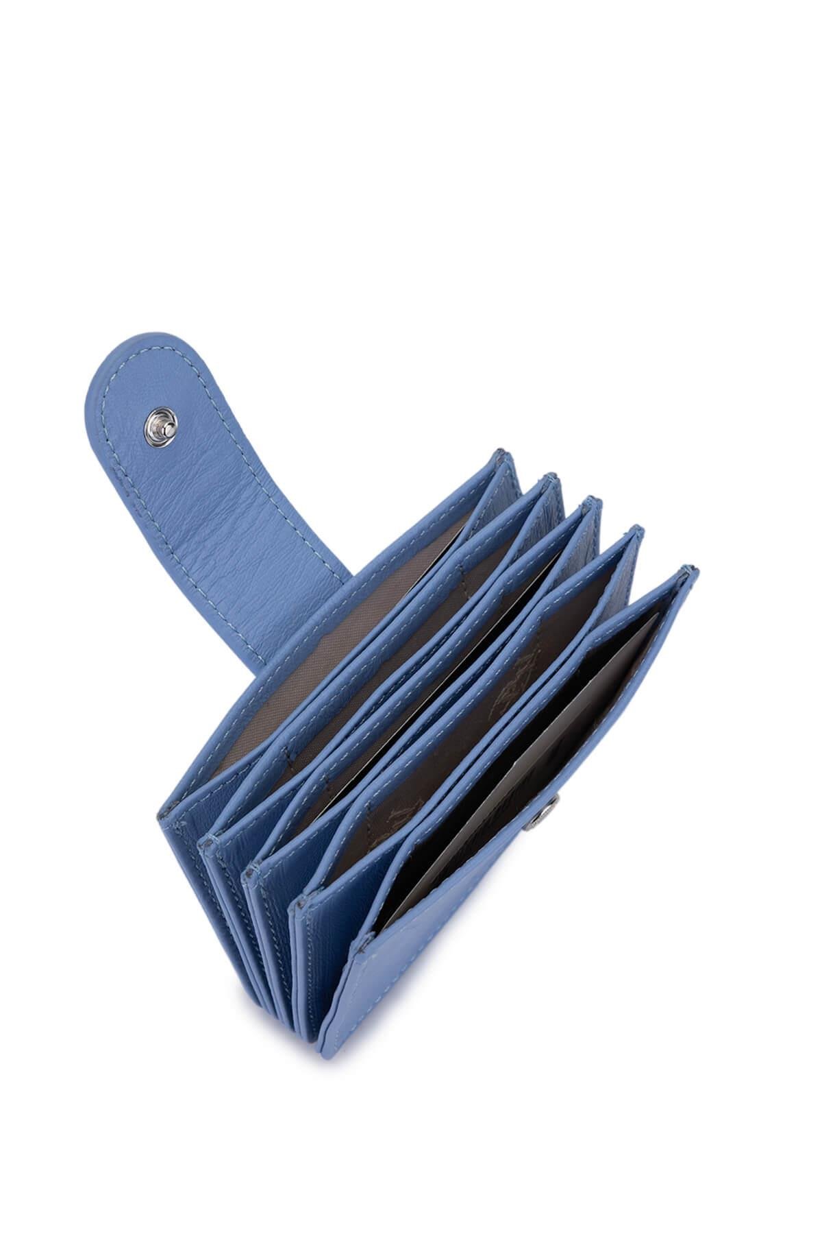 Tamer Tanca Unisex Hakiki Deri Buz Mavi Kartlık