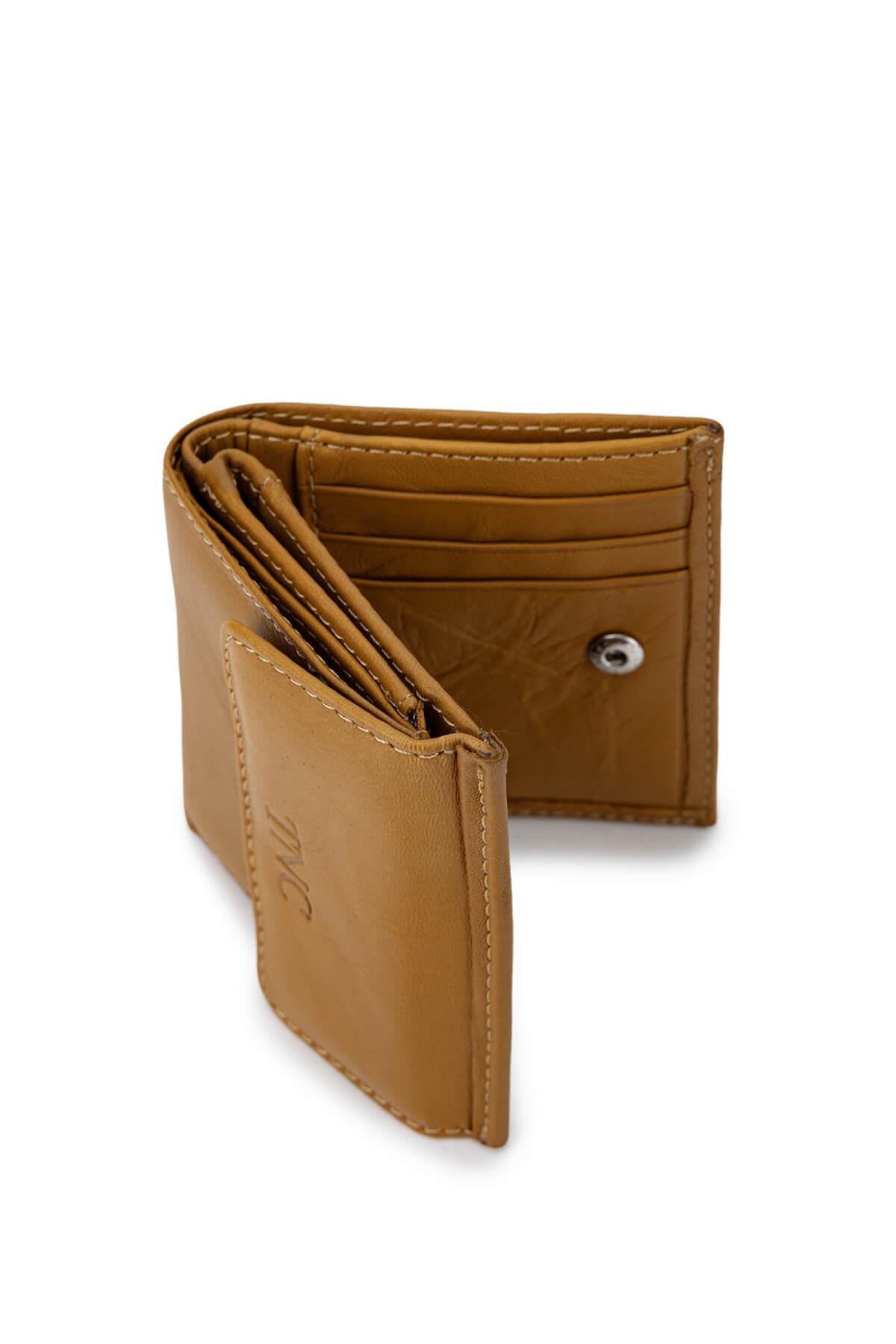 Tamer Tanca Unisex Hakiki Deri Hardal Cüzdan Cuzdan