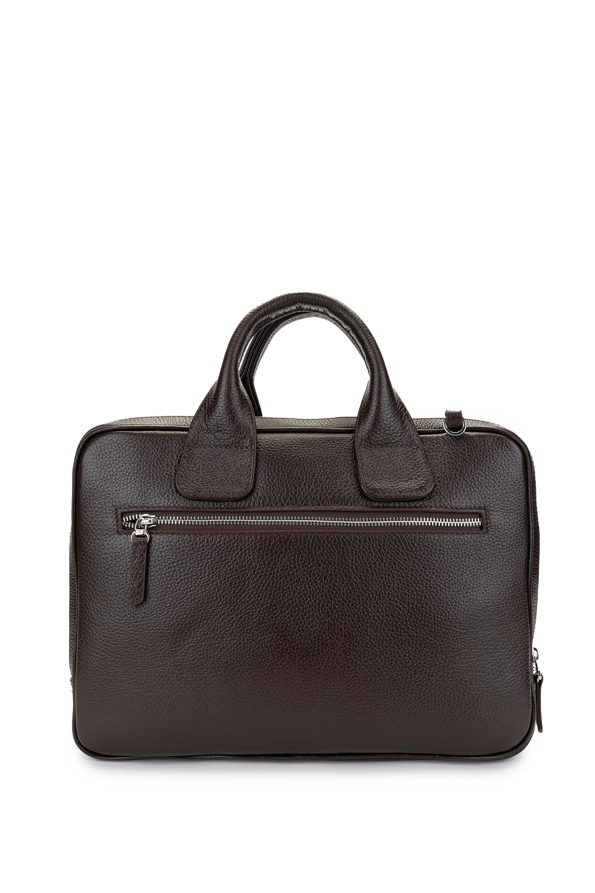 Tamer Tanca Unisex Hakiki Deri Kahverengi Evrak Çantası