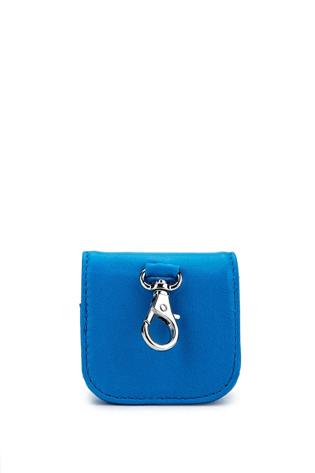 Tamer Tanca Unisex Hakiki Deri Mavi Airpods Kılıfı Cuzdan