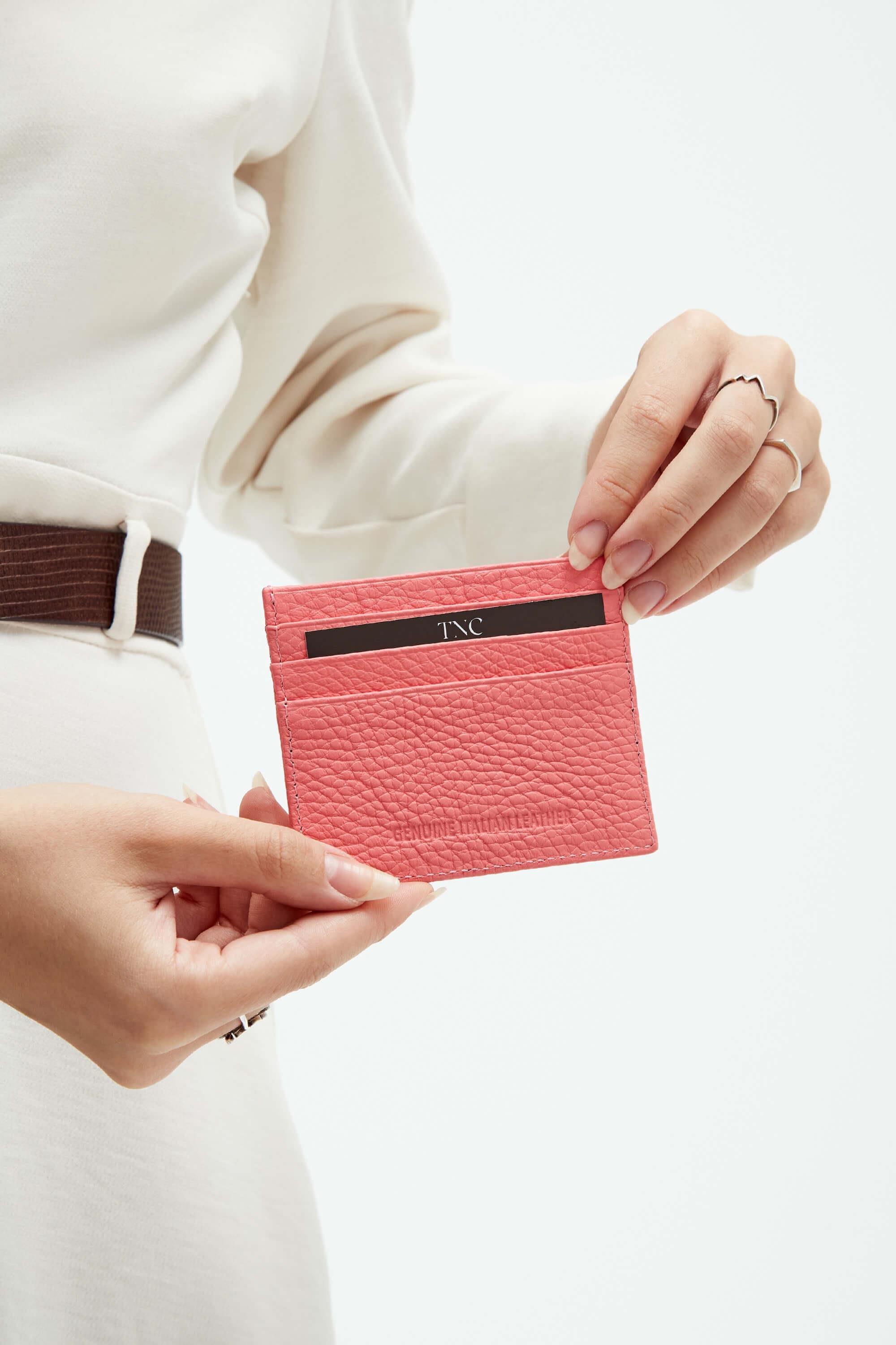 Tamer Tanca Unisex Hakiki Deri Pembe Kartlık